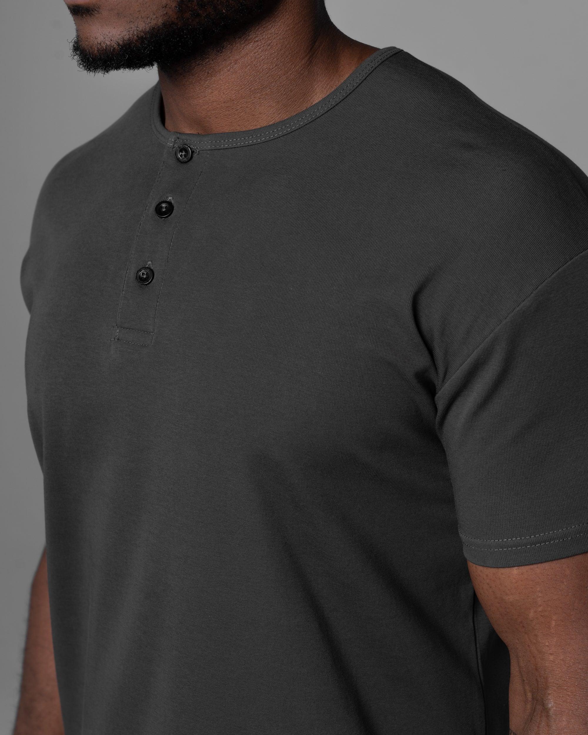 Origin Curved Henley T-Shirt: Dark Matter