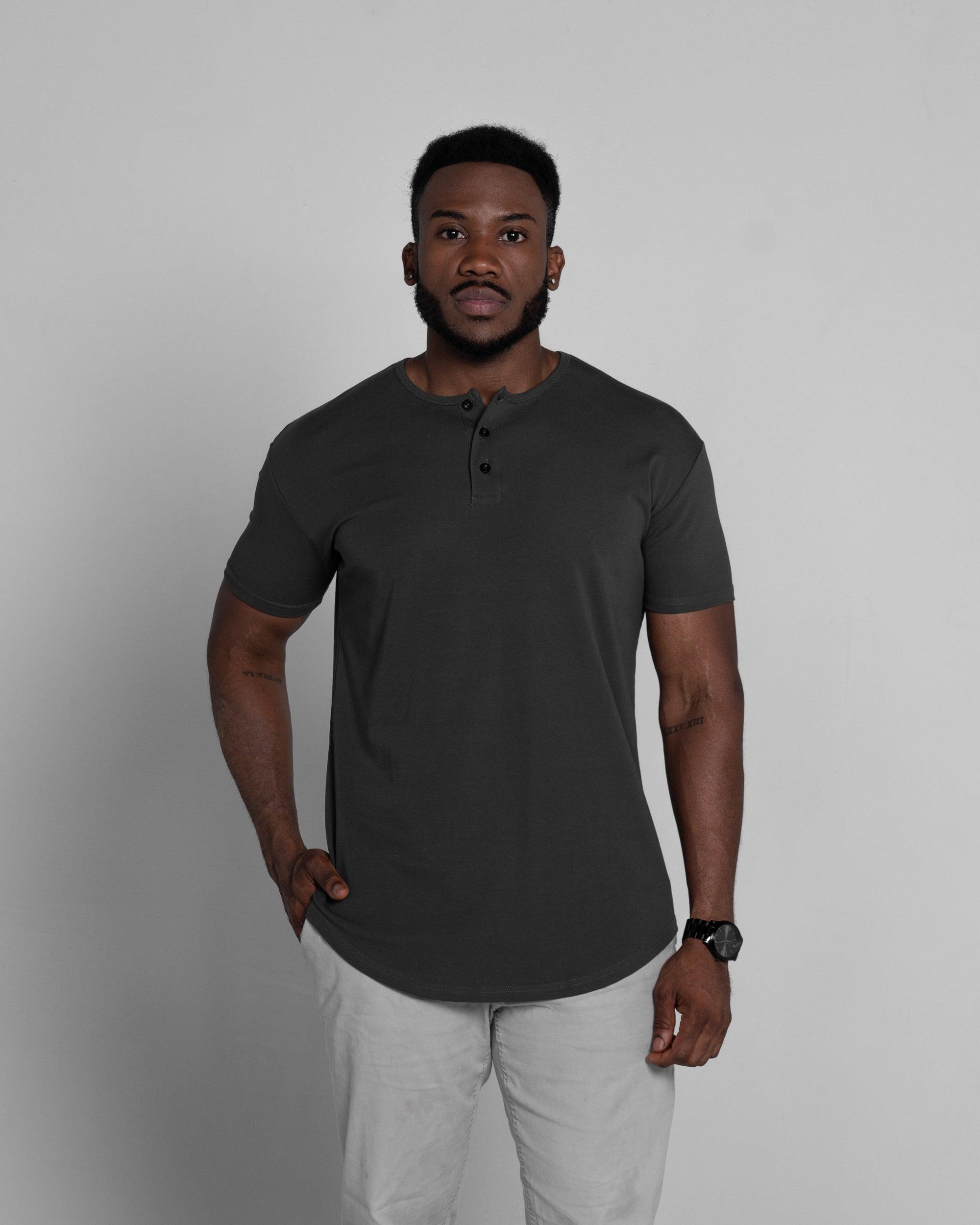 Origin Curved Henley T-Shirt: Dark Matter