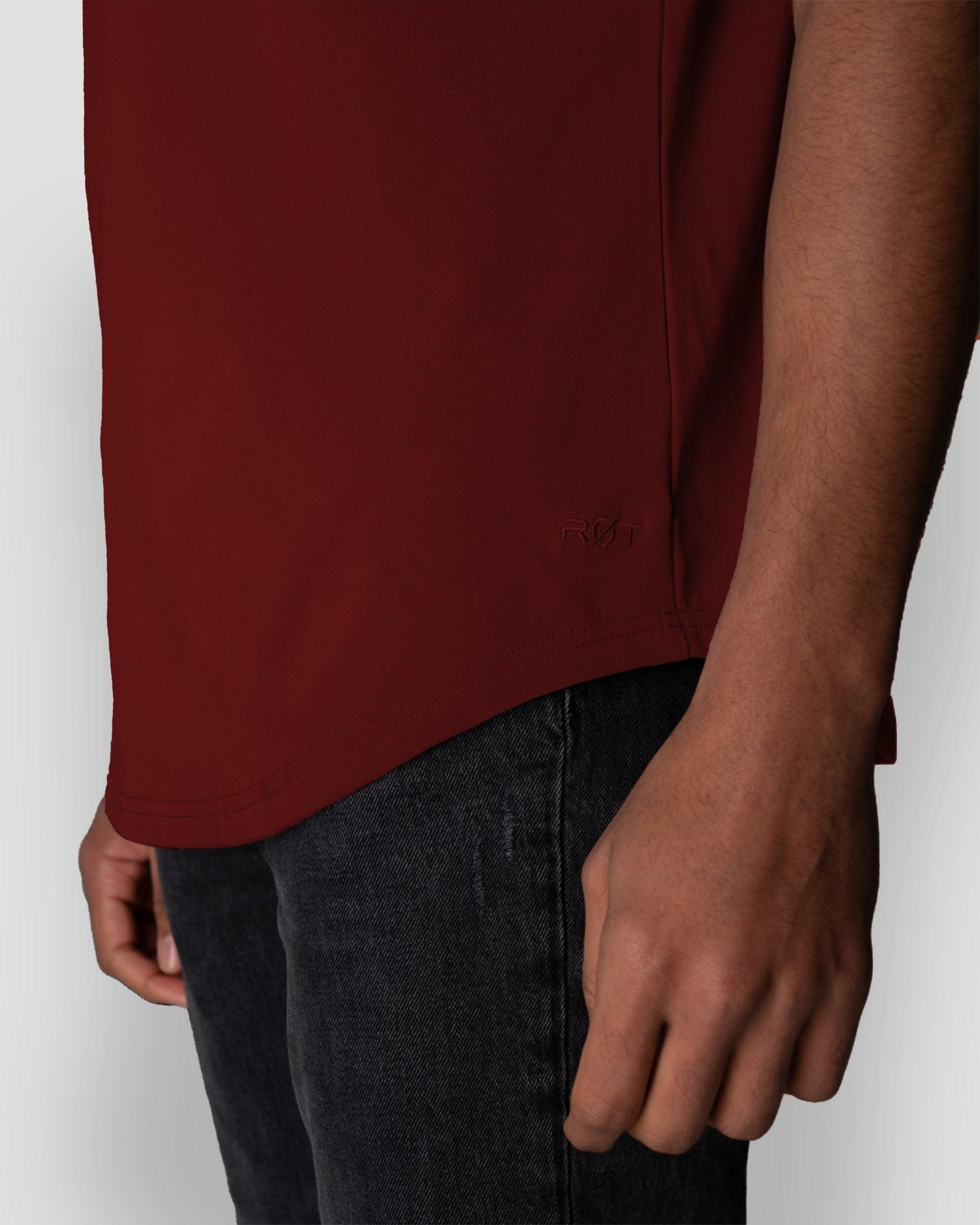 Origin Curved Crew T-Shirt: Crimson