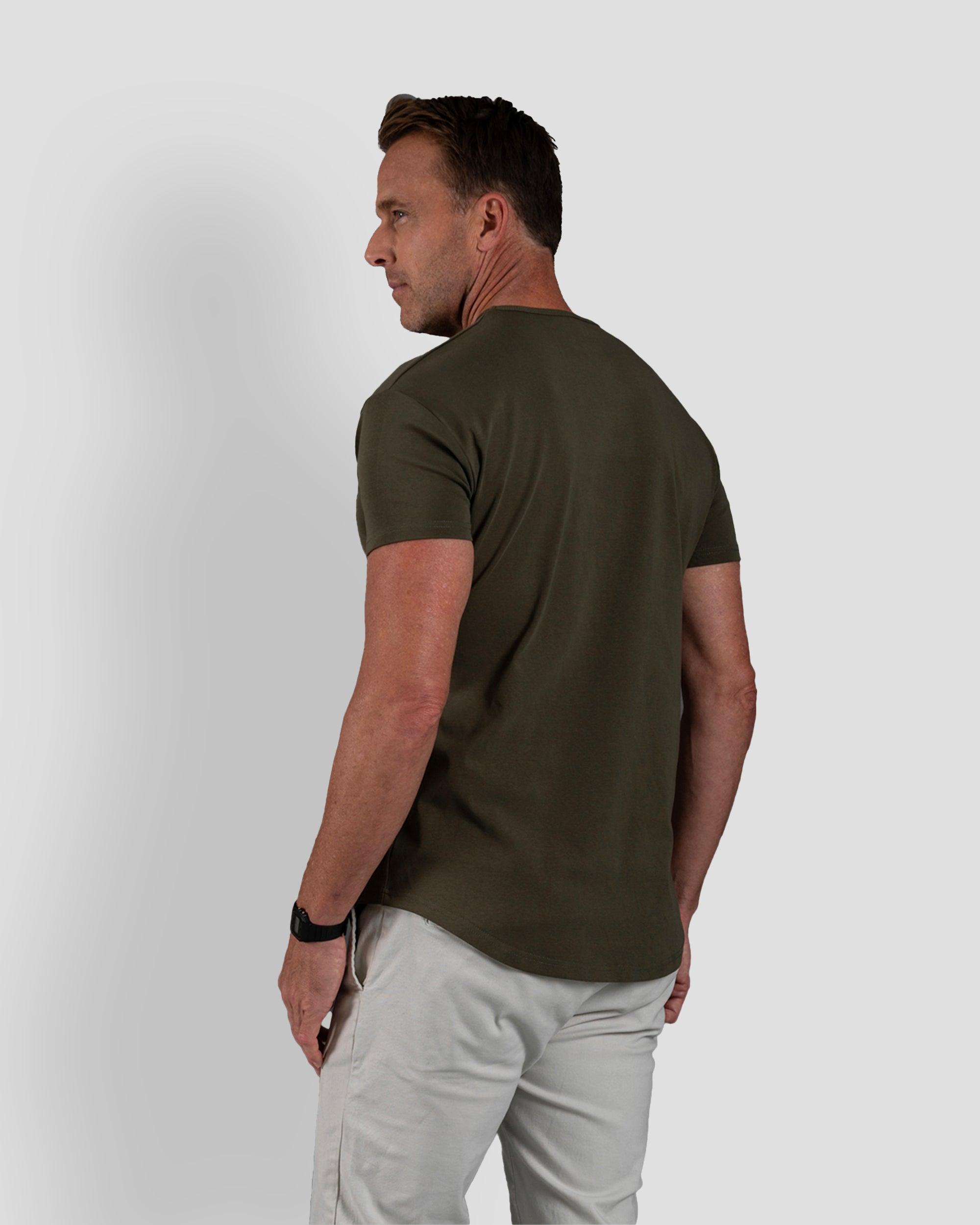 Origin Curved Crew T-Shirt: Dark Moss