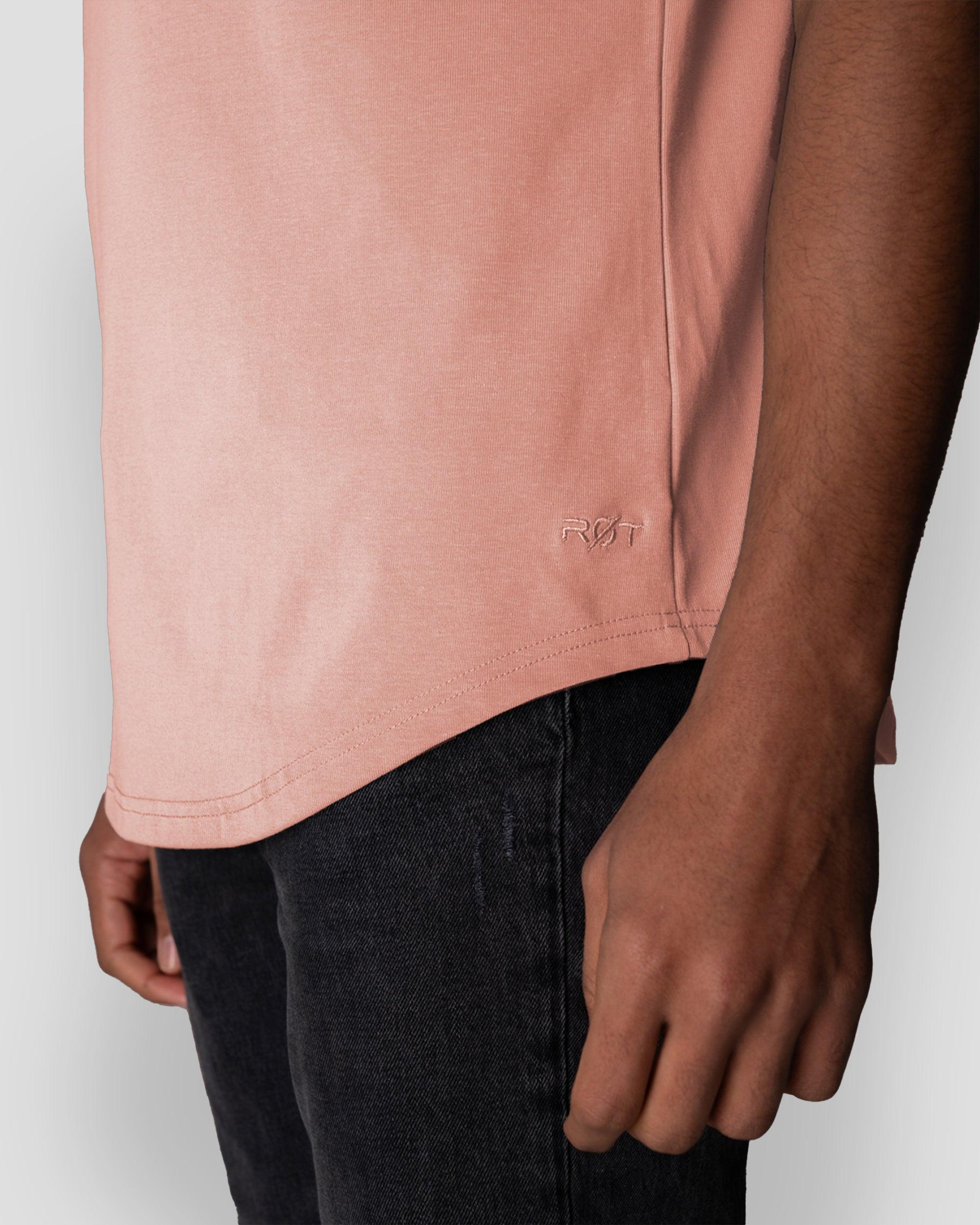 Origin Curved Henley T-Shirt: Apricot
