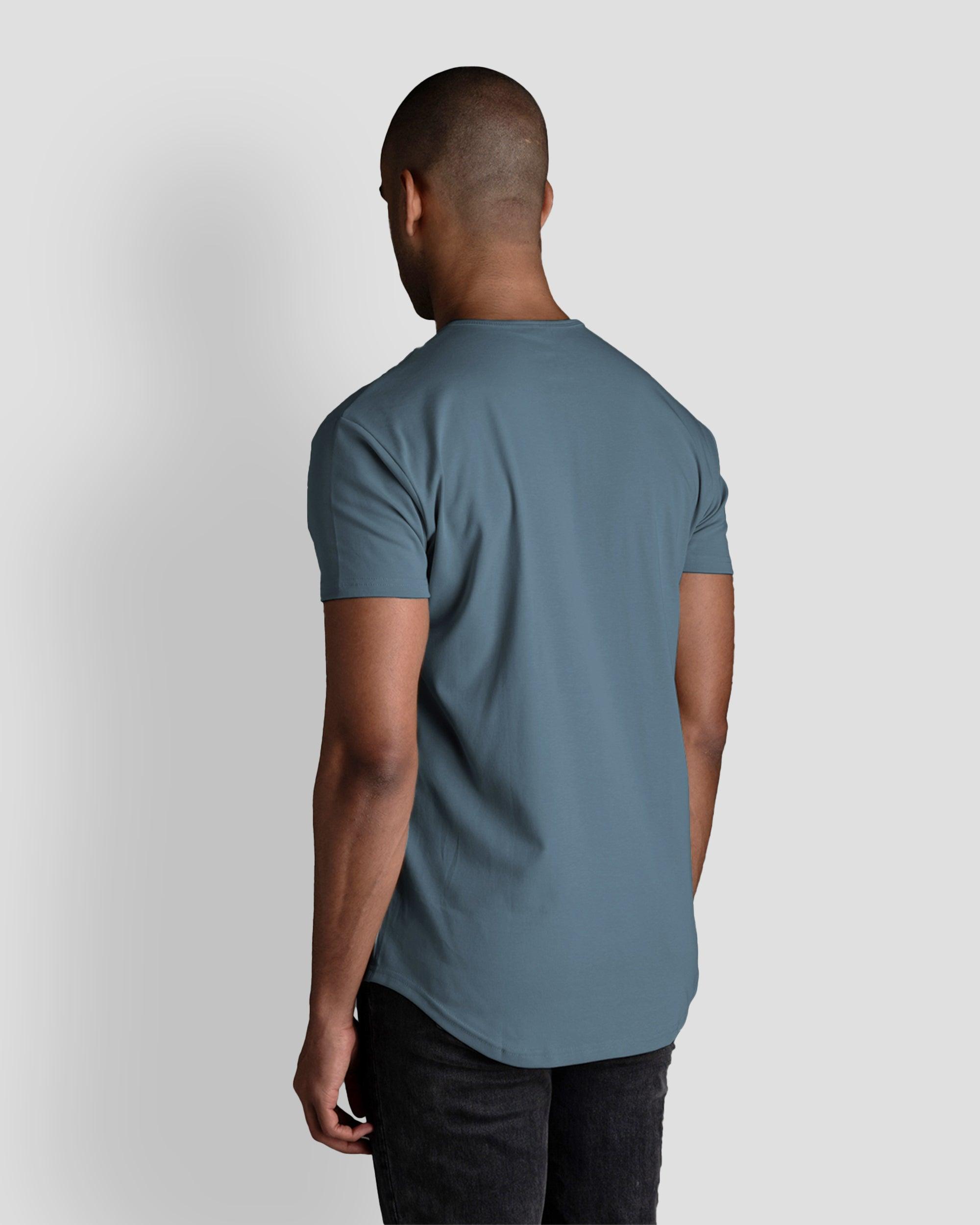 Origin Curved Henley T-Shirt: Astro Blue