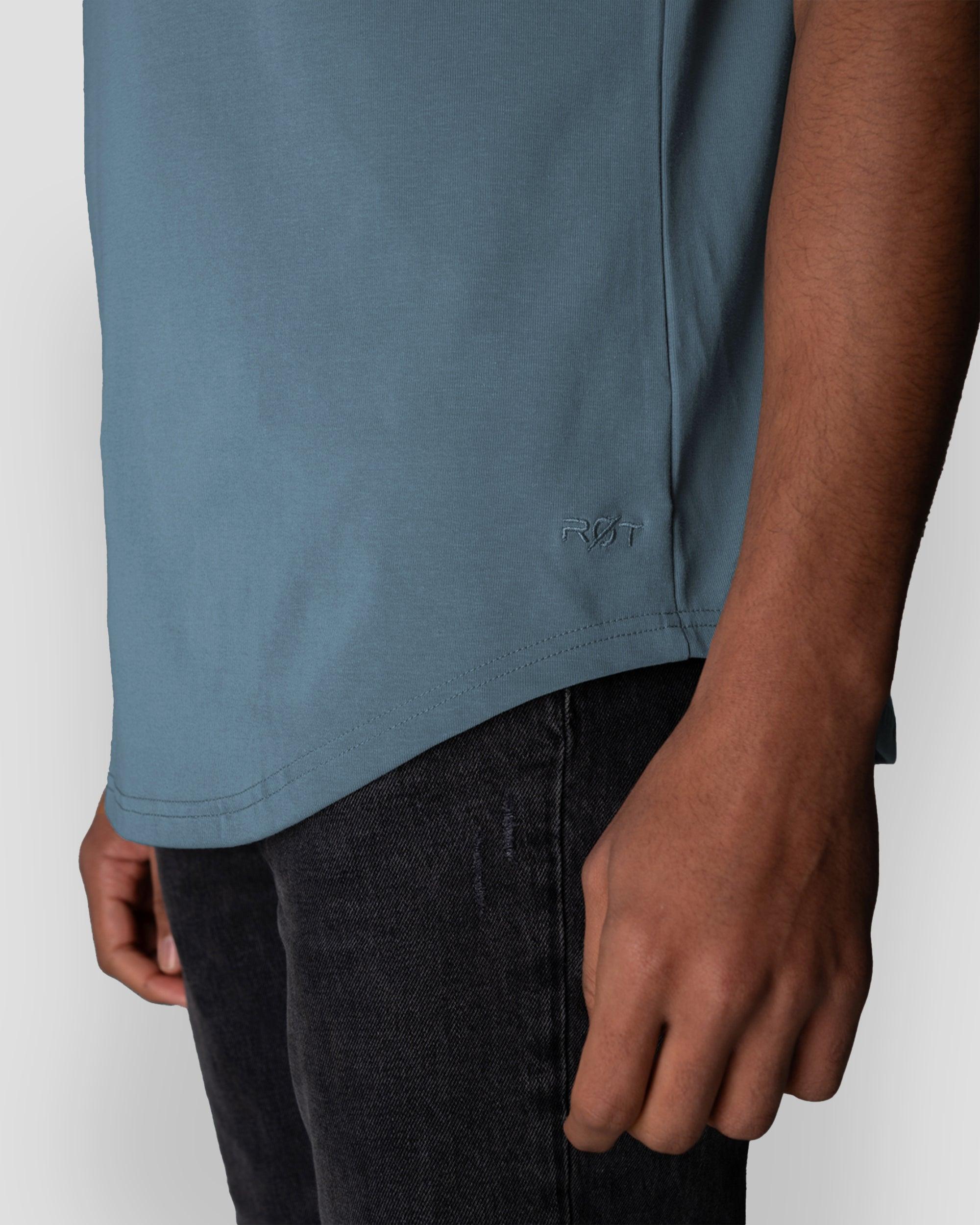 Origin Curved Henley T-Shirt: Astro Blue