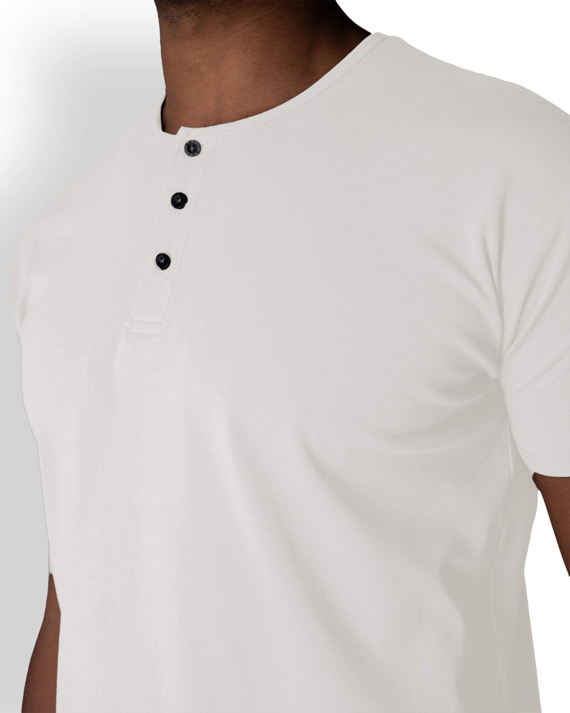 Origin Curved Henley T-Shirt: Bone