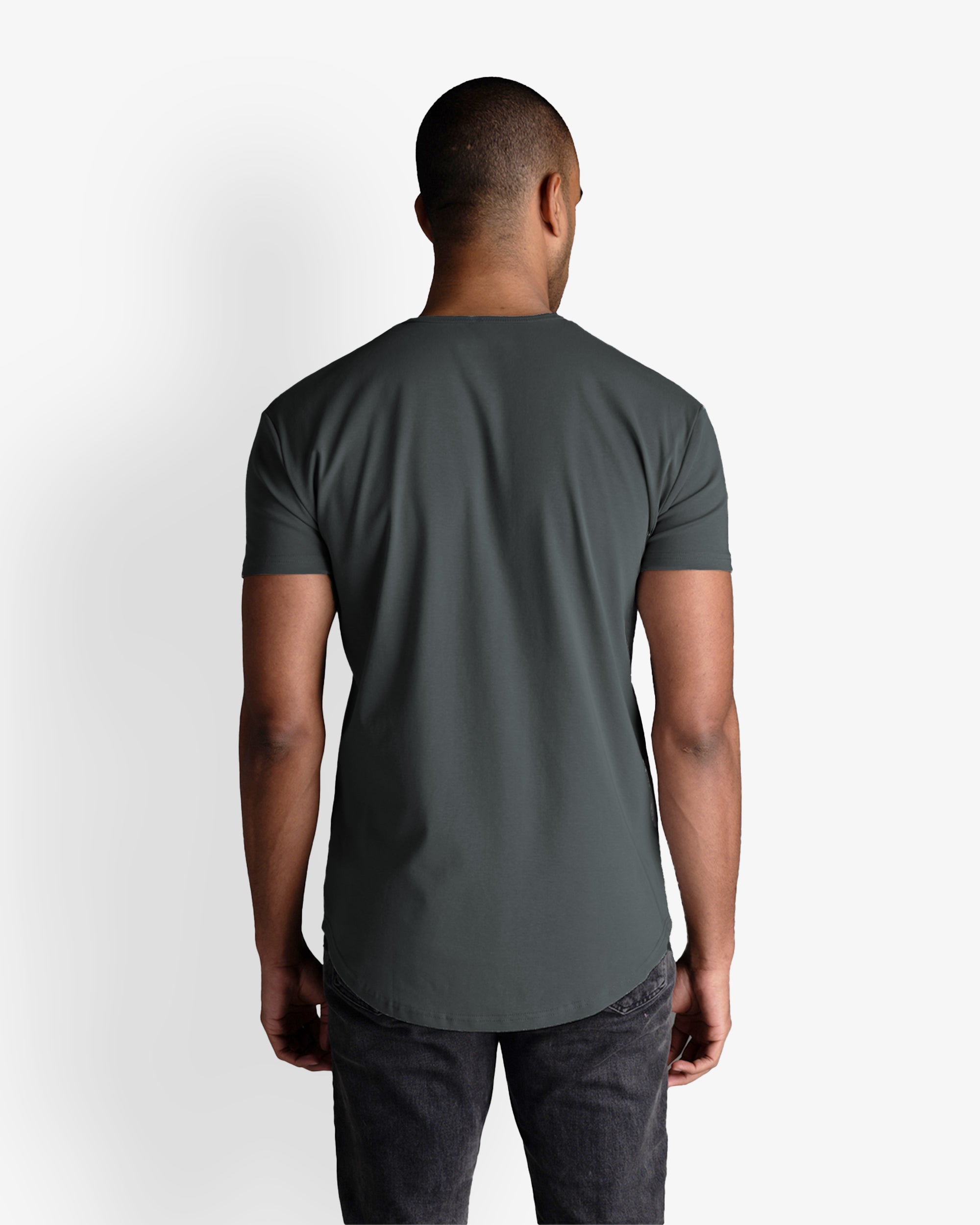 Origin Curved Henley T-Shirt: Carbon