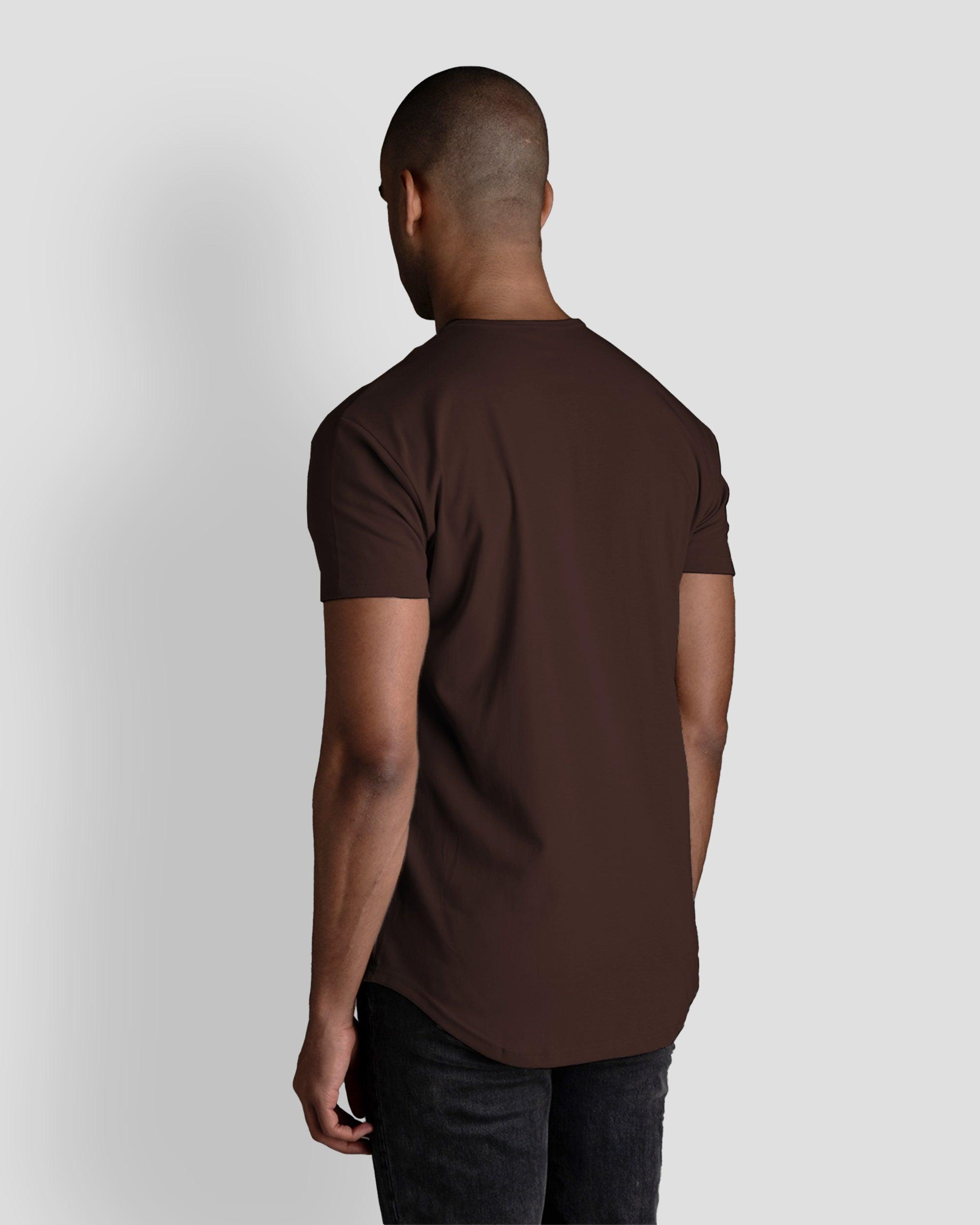 Origin Curved Henley T-Shirt: Espresso