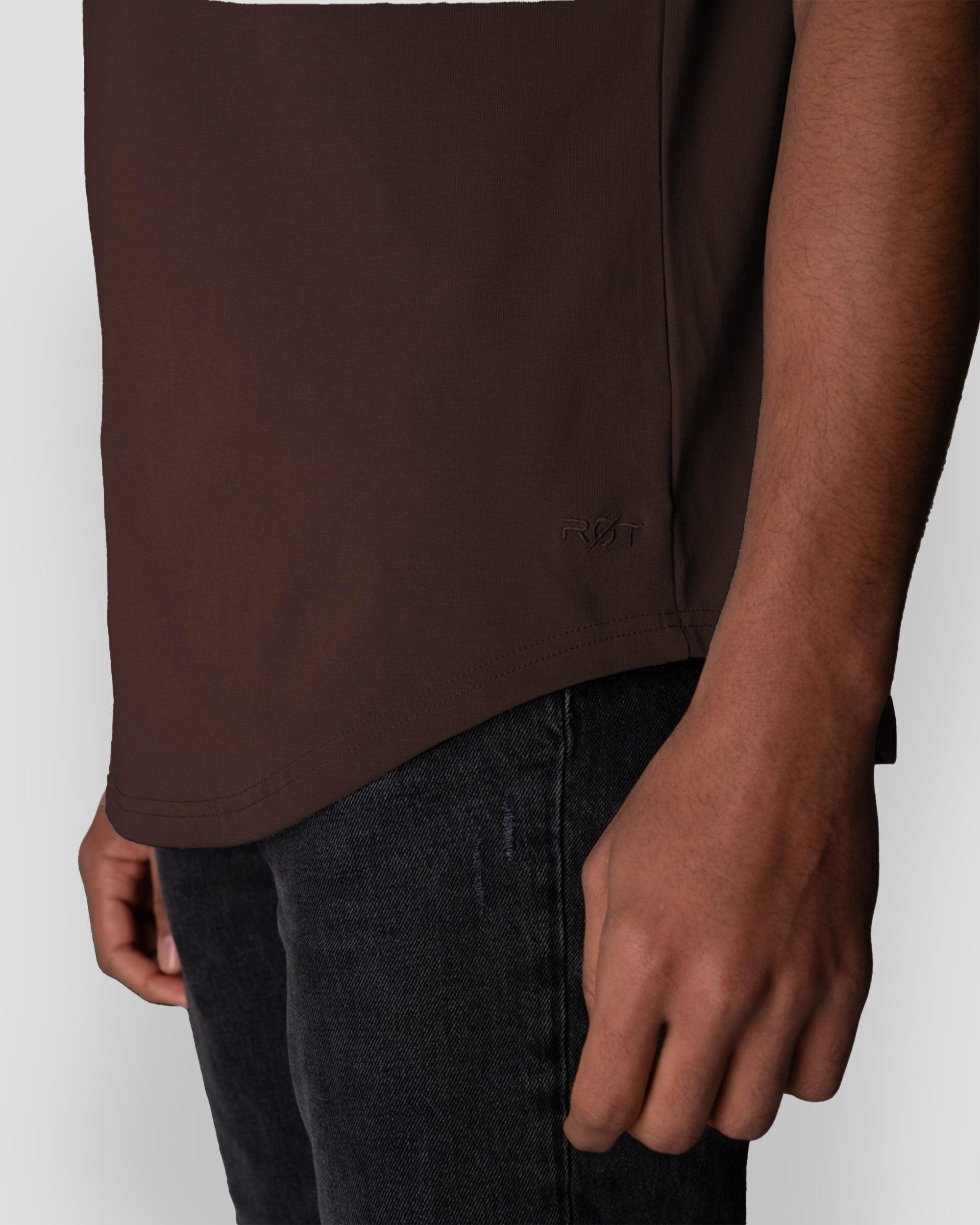 Origin Curved Henley T-Shirt: Espresso