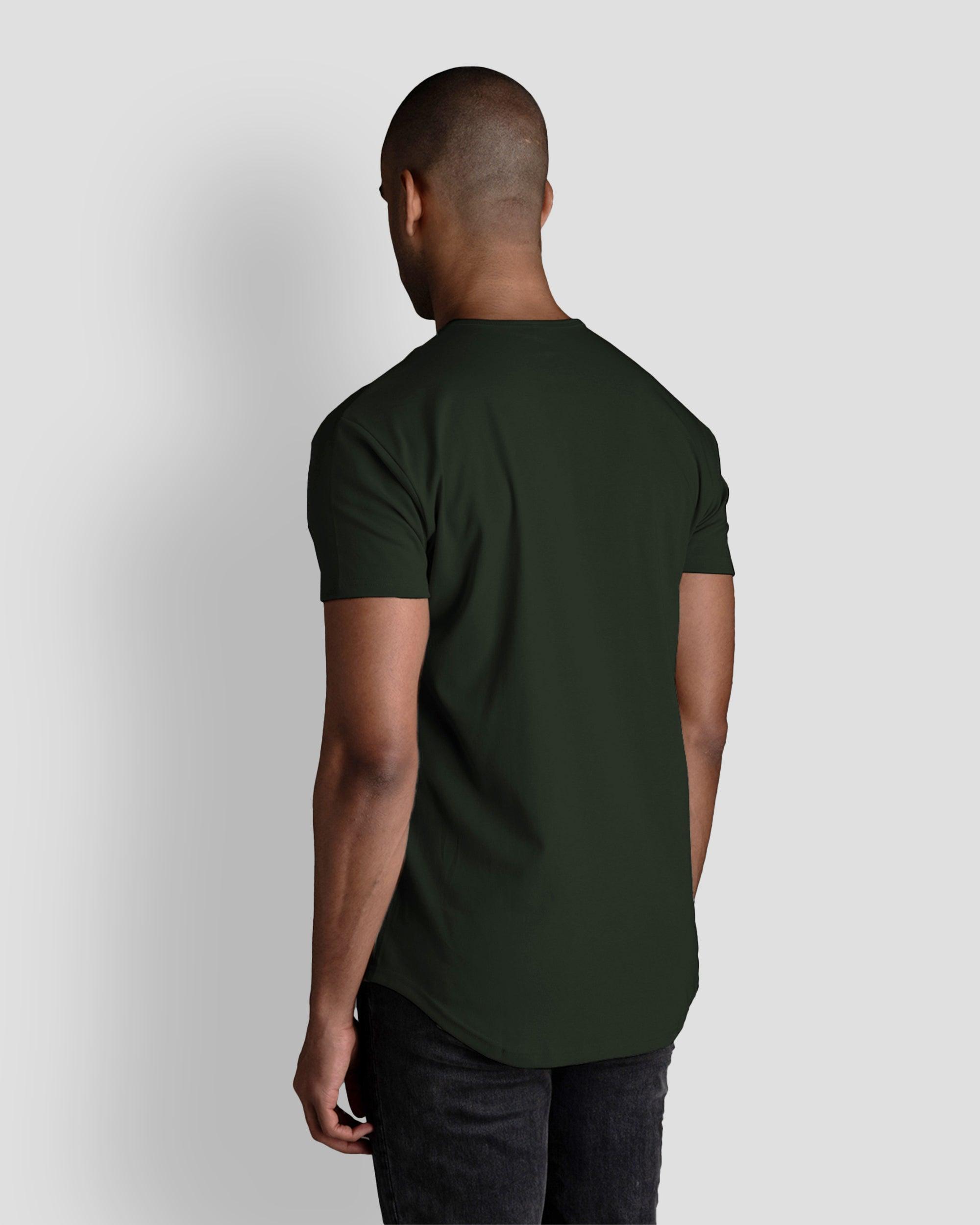 Origin Curved Henley T-Shirt: Forest