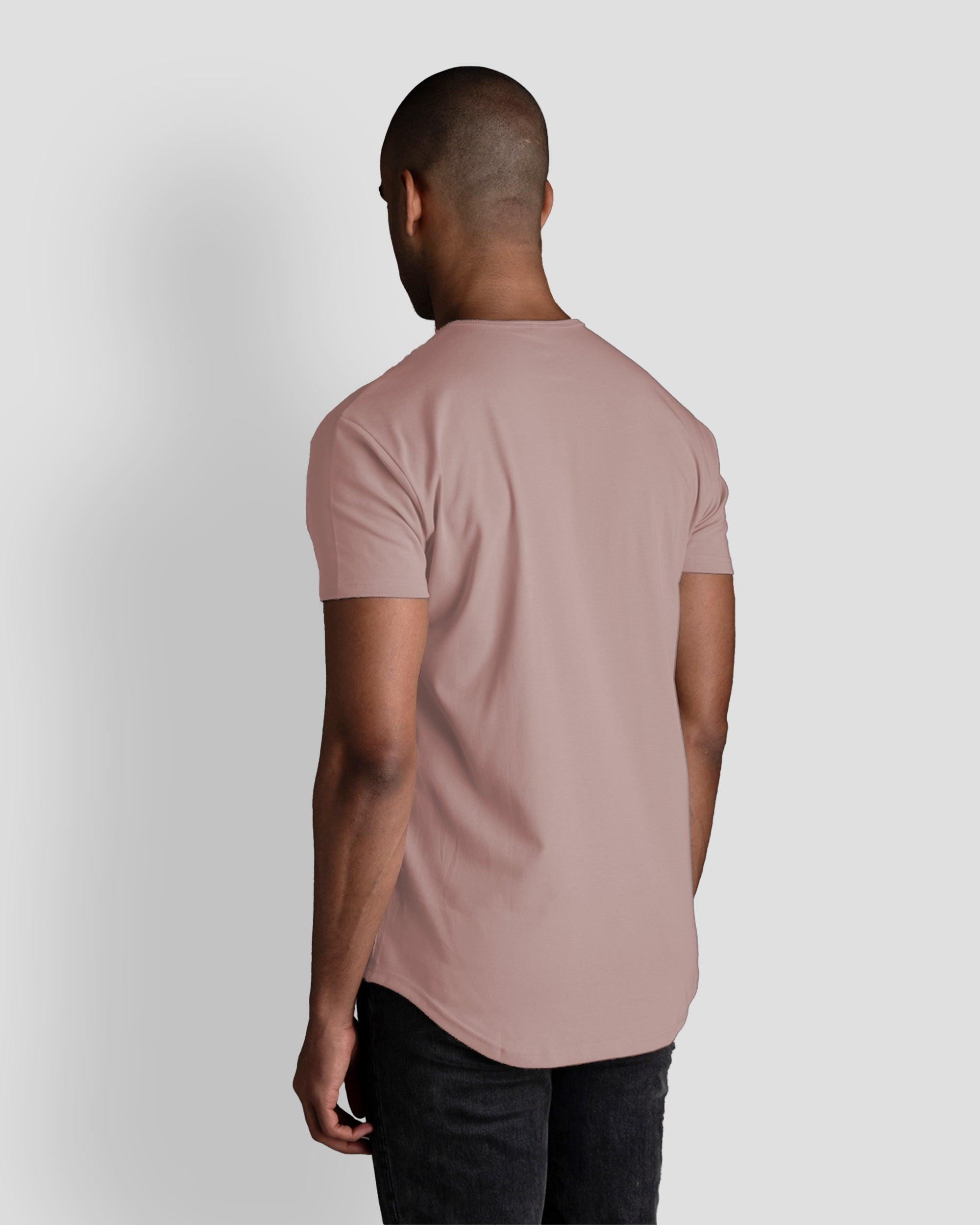 Origin Curved Henley T-Shirt: Mauve