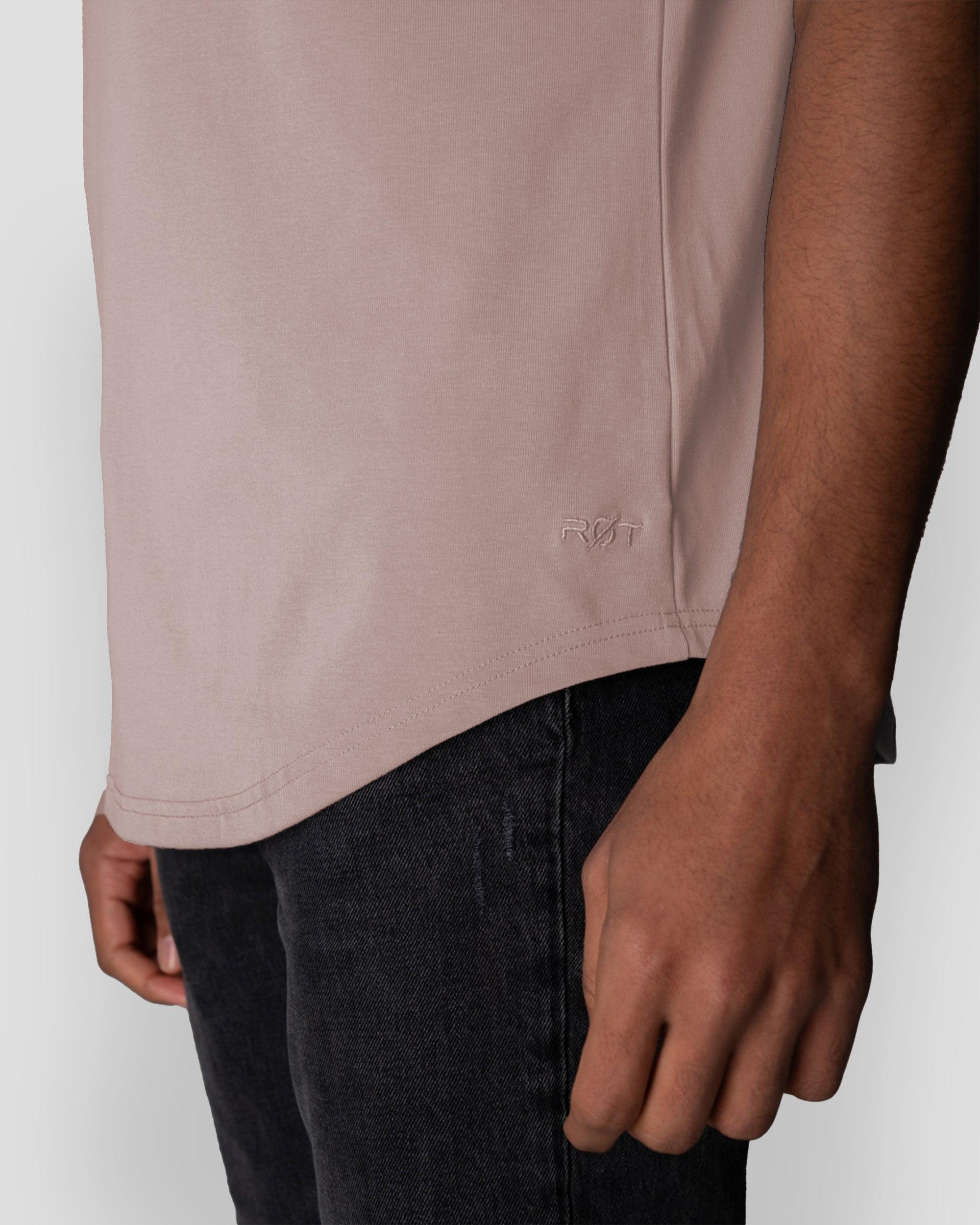 Origin Curved Henley T-Shirt: Mauve