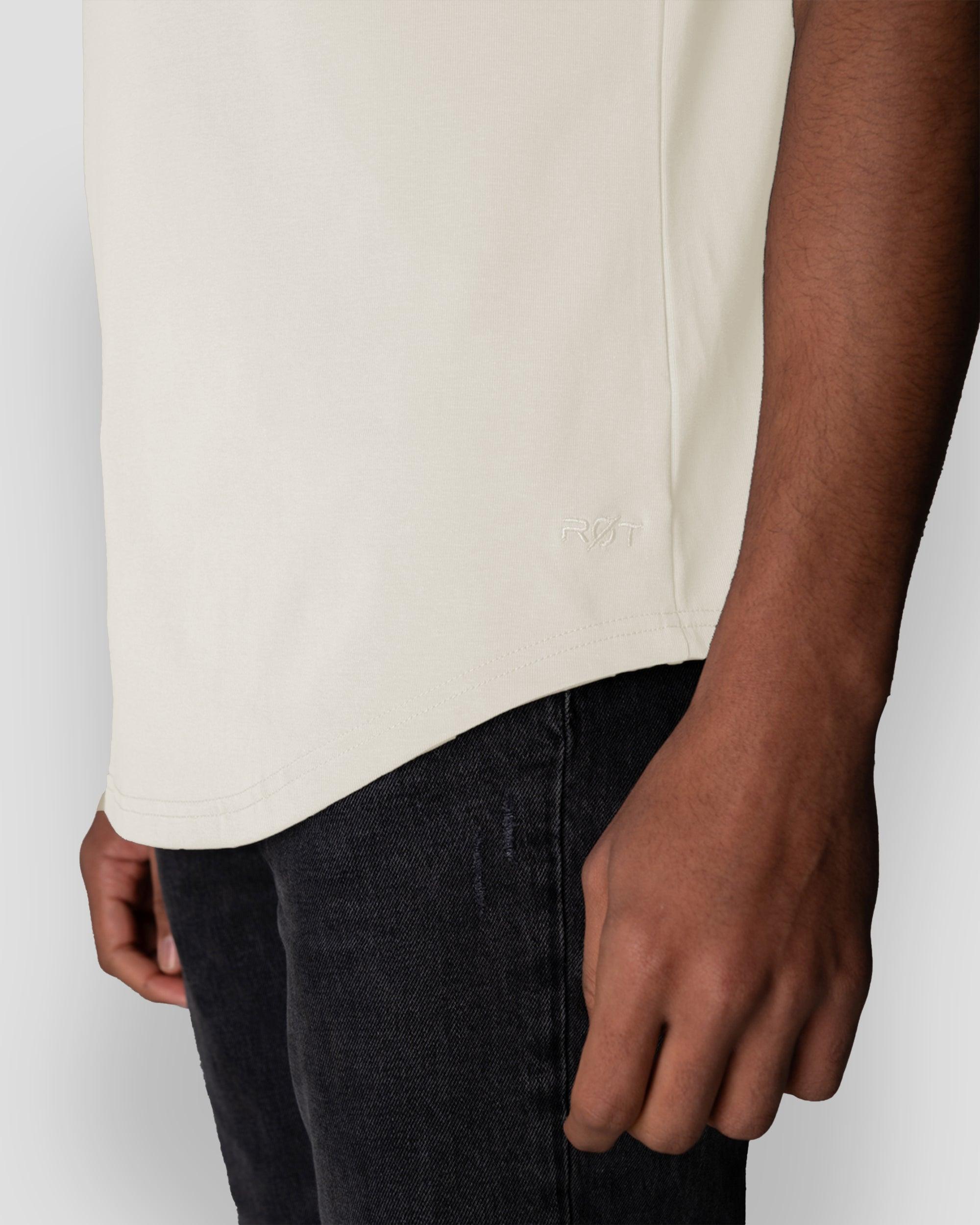 Origin Curved Henley T-Shirt: Off White