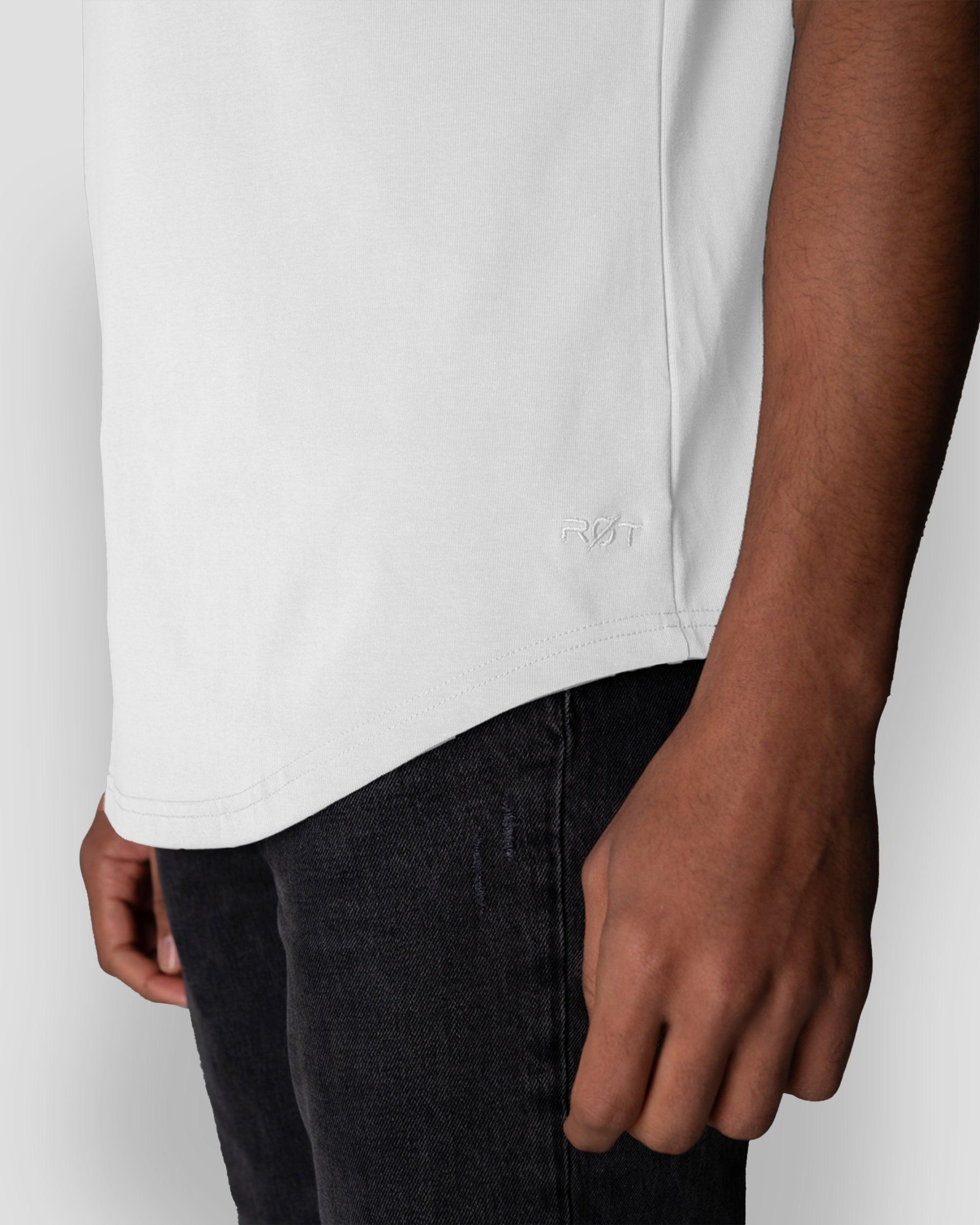 Origin Curved Henley T-Shirt: White