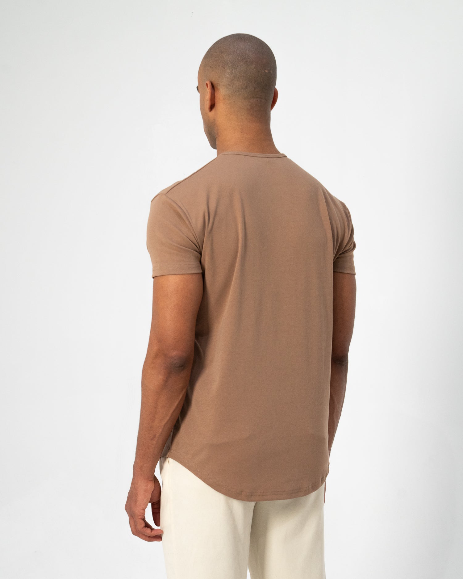 Origin Curved Henley T-Shirt: Driftwood