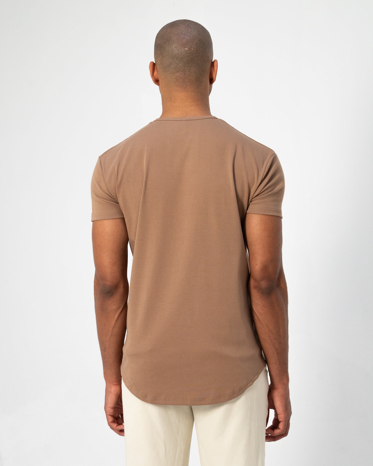 Origin Curved Henley T-Shirt: Driftwood