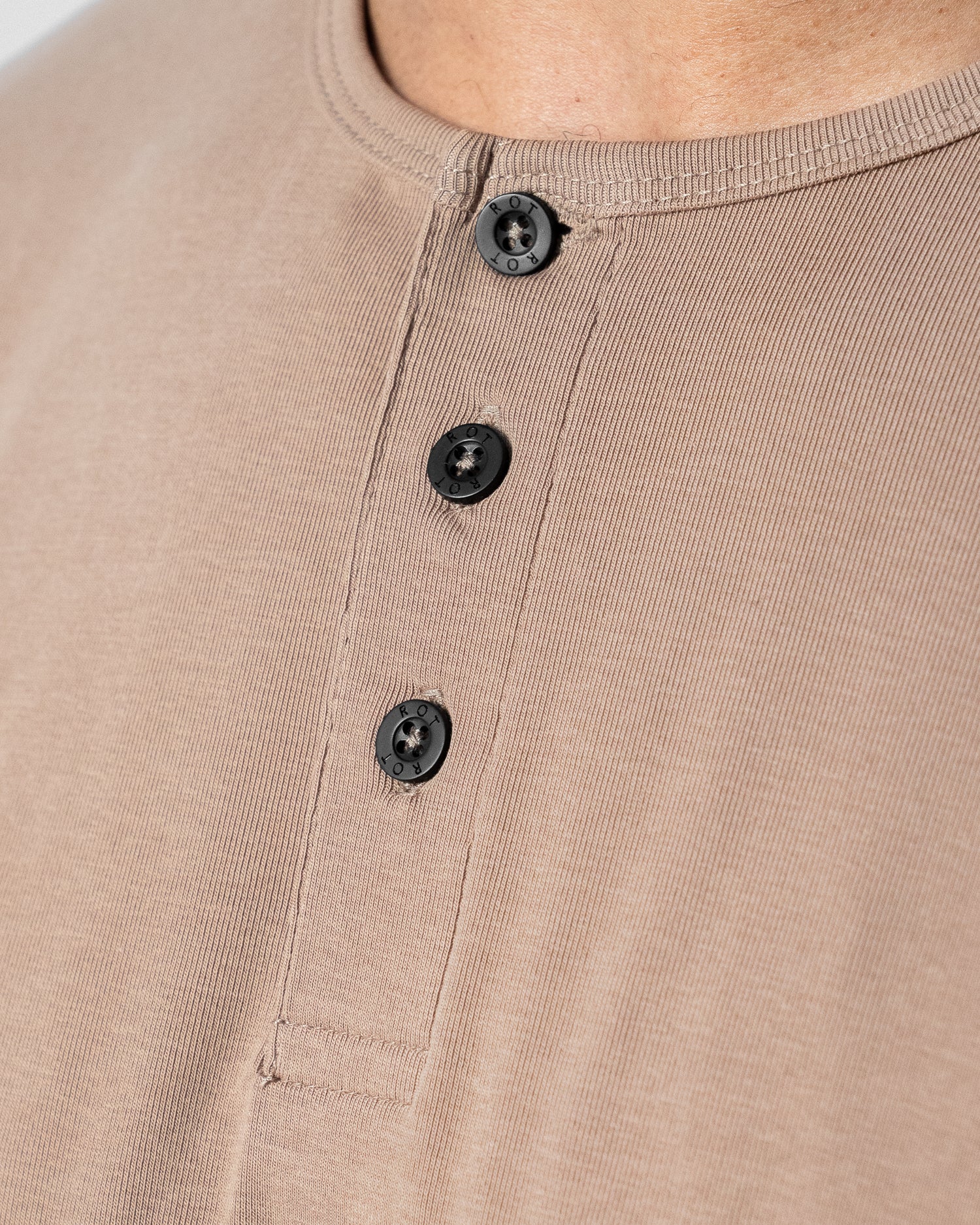 Origin Curved Henley T-Shirt: Driftwood