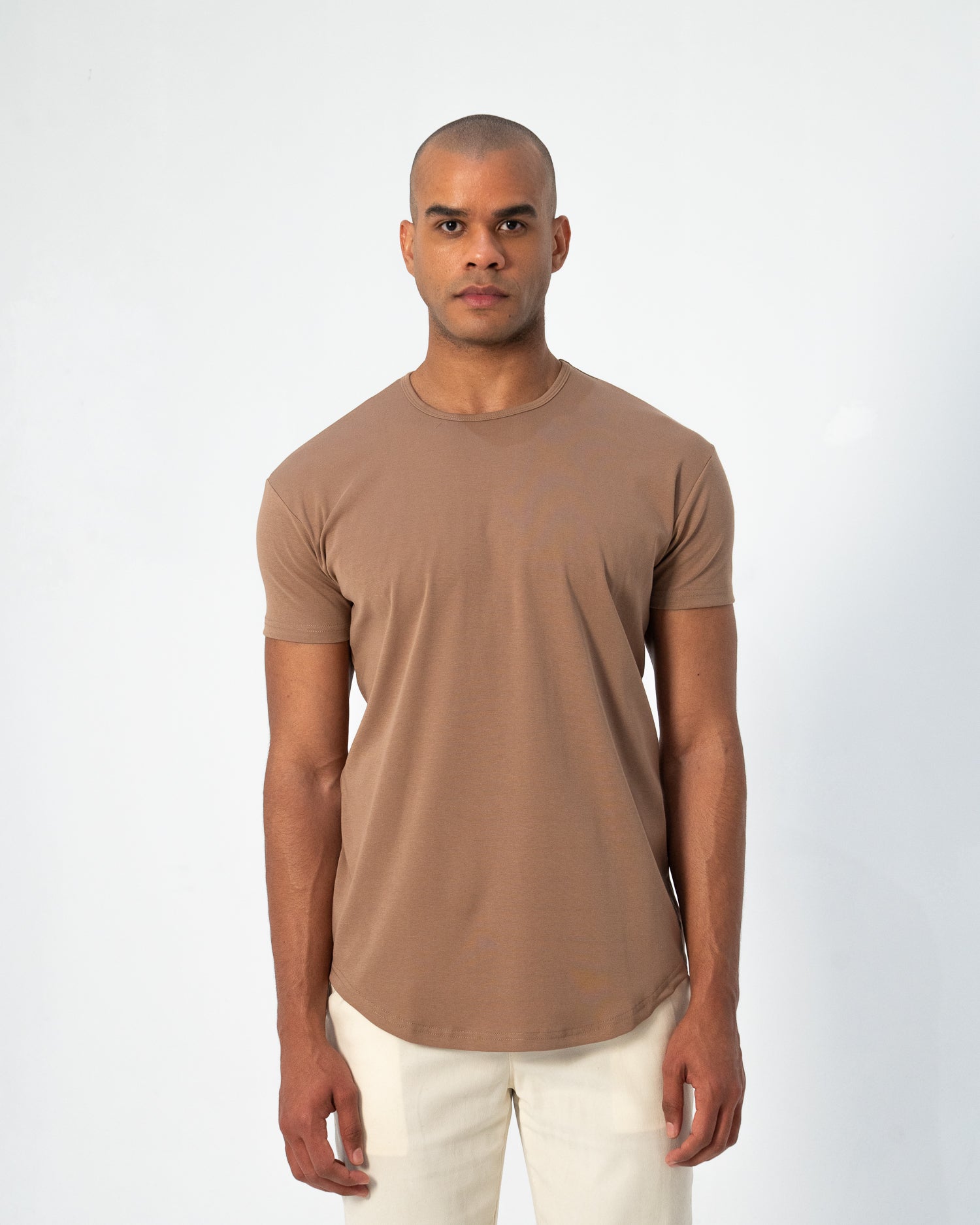 Origin Curved Crew T-Shirt: Driftwood