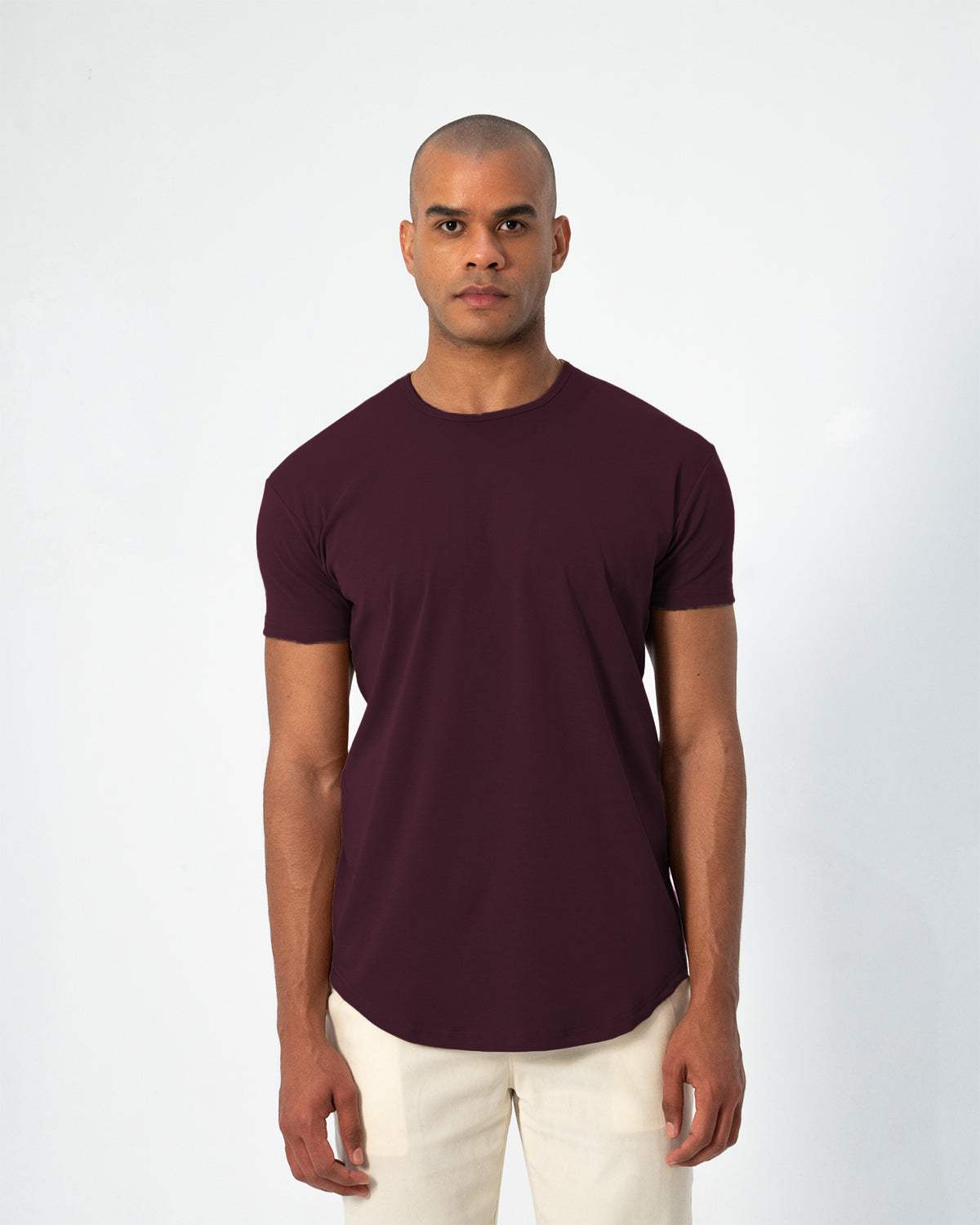 Origin Curved Crew T-Shirt: Plum