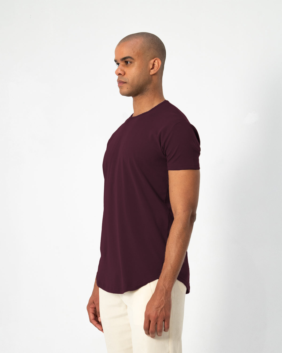 Origin Curved Crew T-Shirt: Plum
