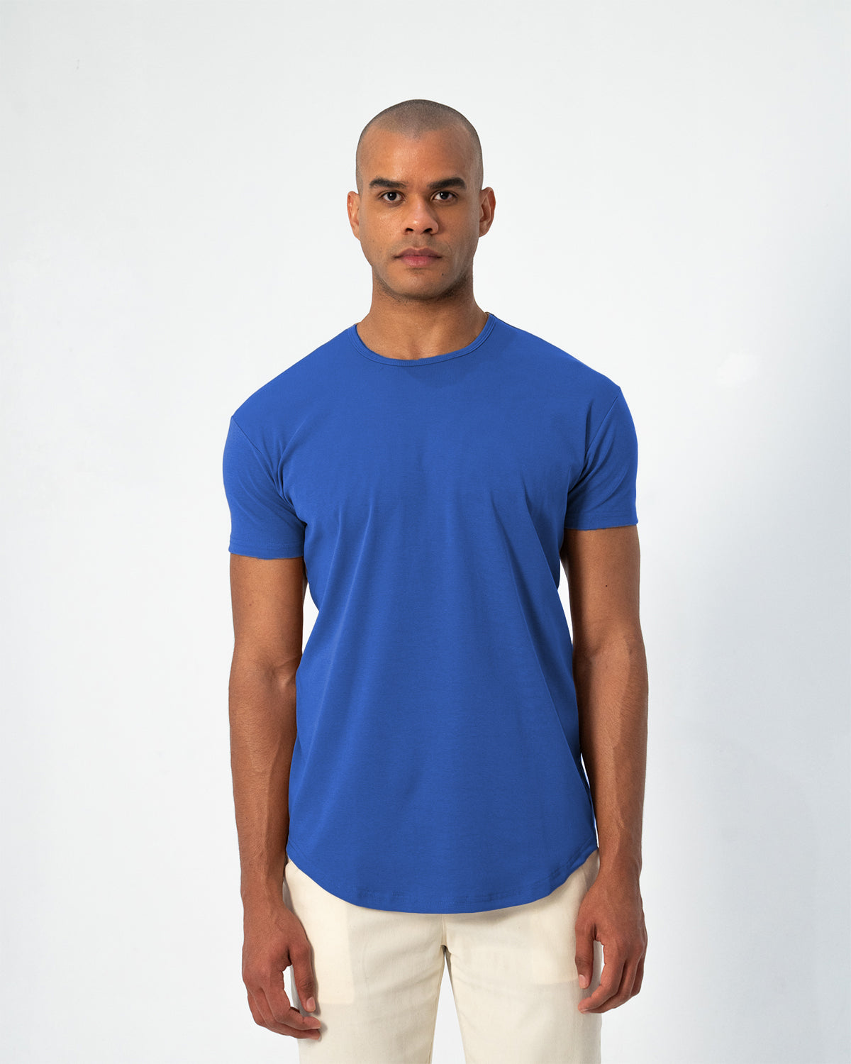 Origin Curved Crew T-Shirt: Retro Blue