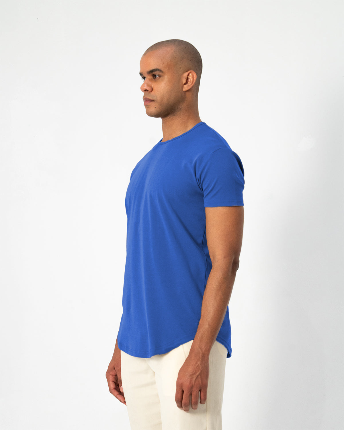 Origin Curved Crew T-Shirt: Retro Blue