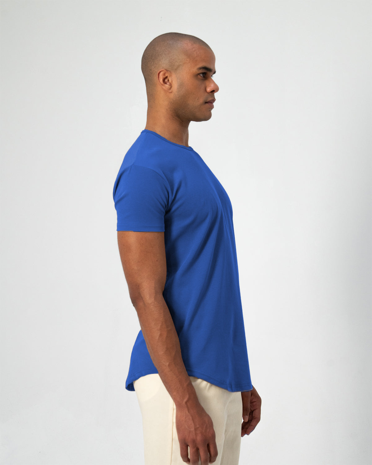 Origin Curved Crew T-Shirt: Retro Blue