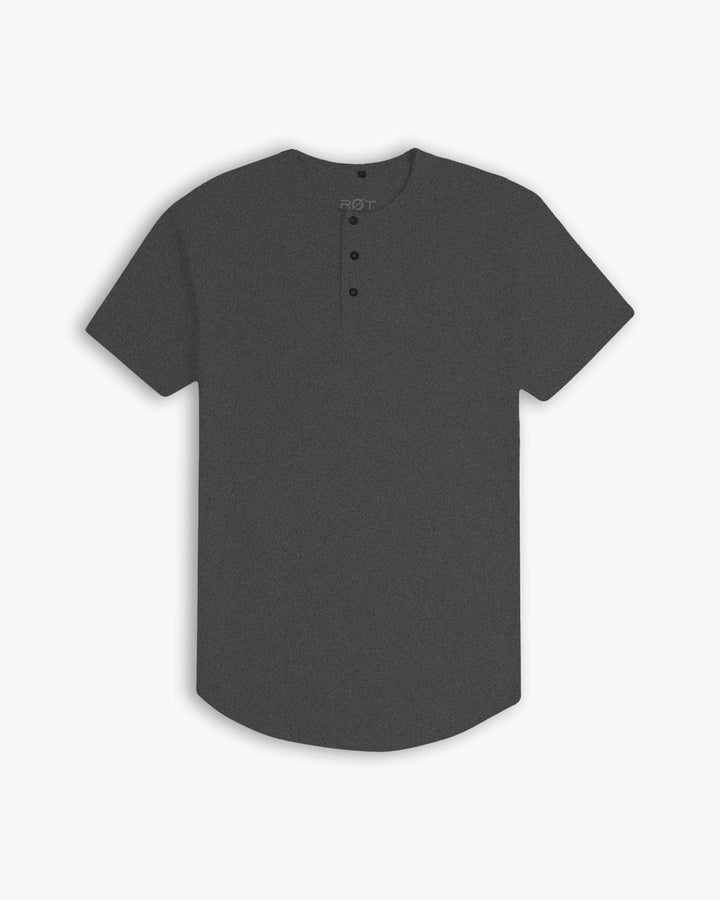 Origin Curved Henley T-Shirt: Granite