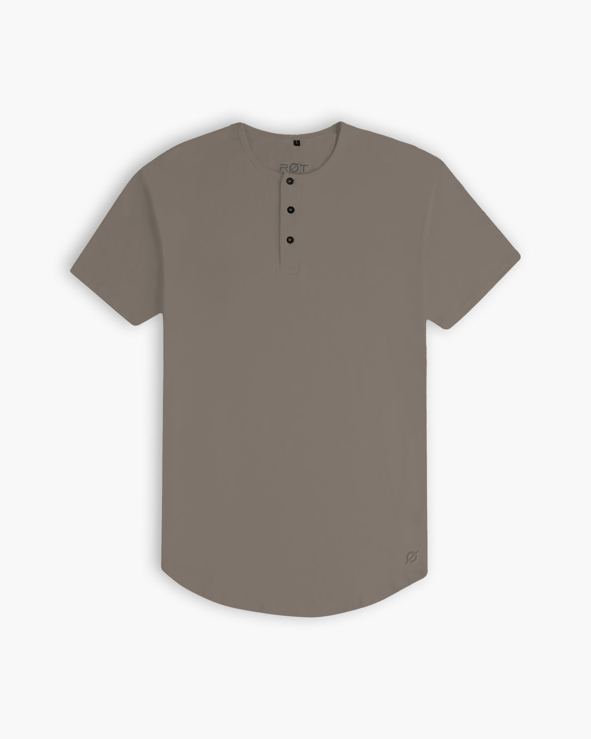 Origin Curved Henley T-Shirt: Taupe