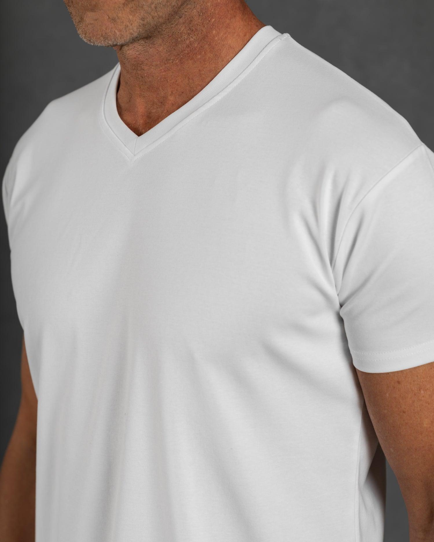Origin Curved V-Neck T-Shirt: White