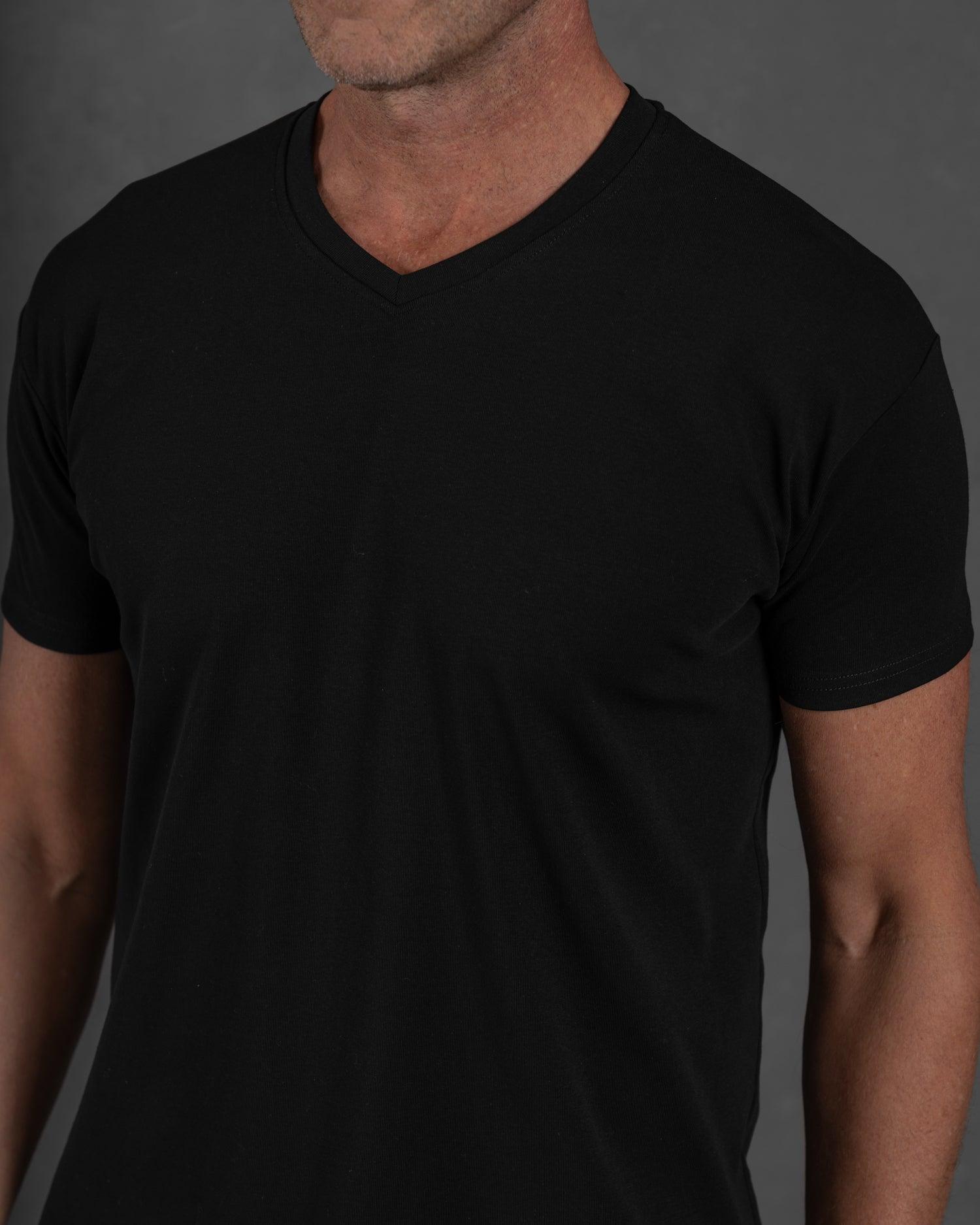 Origin Curved V-Neck T-Shirt: Black