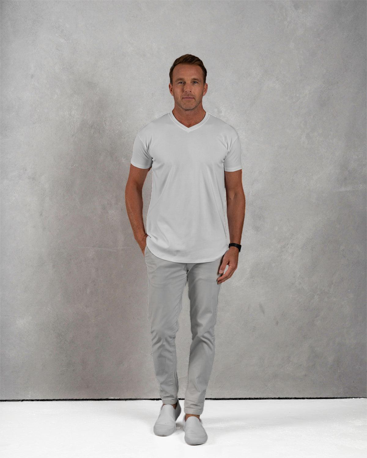 Origin Curved V-Neck T-Shirt: White