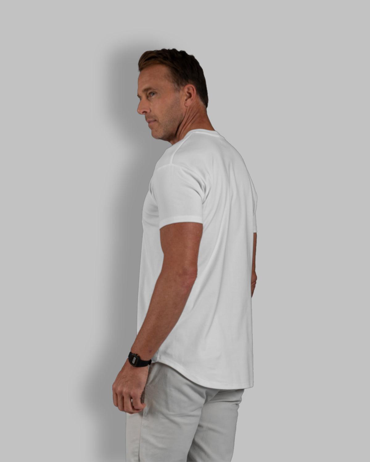 Origin Curved V-Neck T-Shirt: White