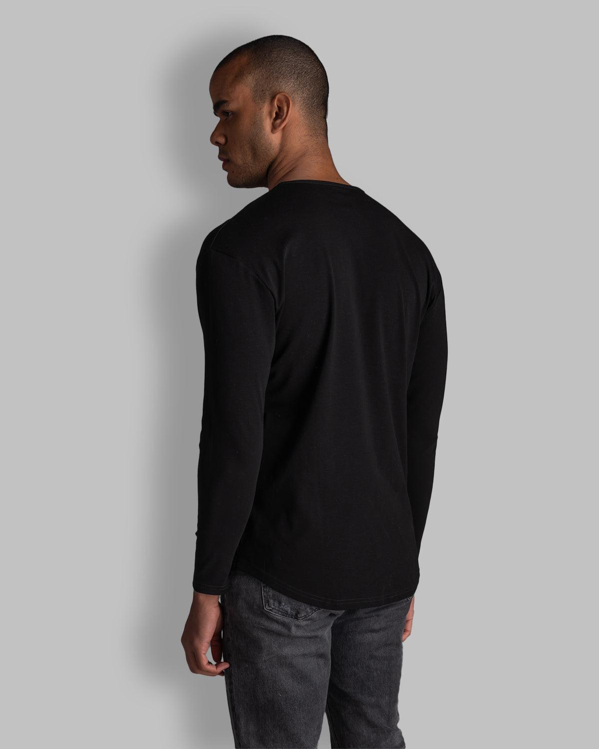 Long Sleeve Curved Crew T-Shirt: Black