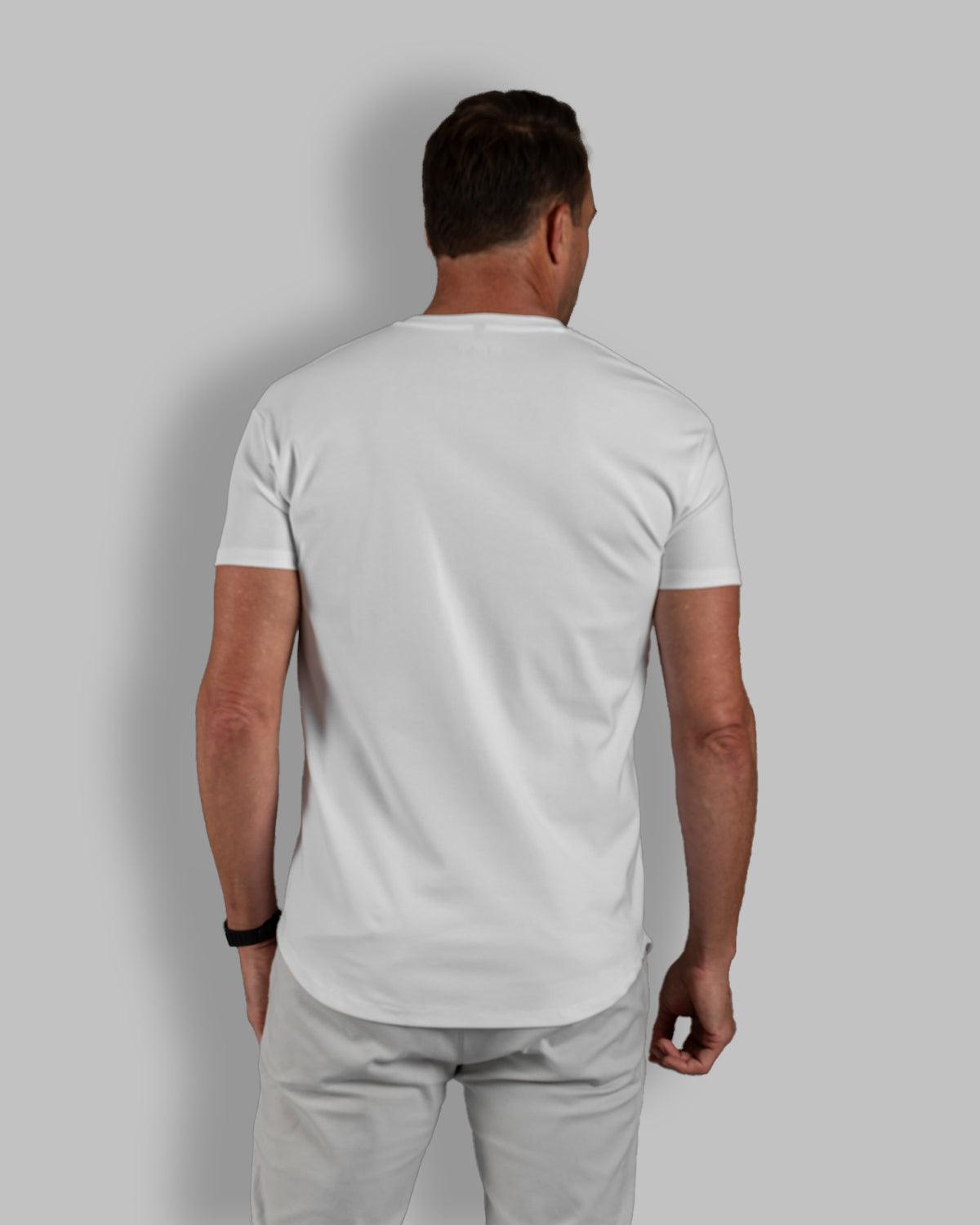 Origin Curved V-Neck T-Shirt: White