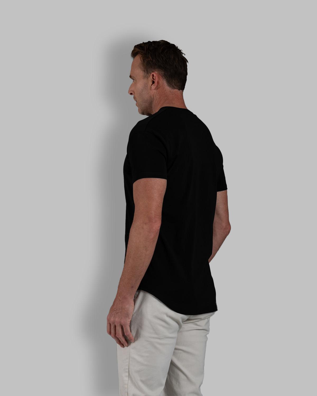 Origin Curved V-Neck T-Shirt: Black