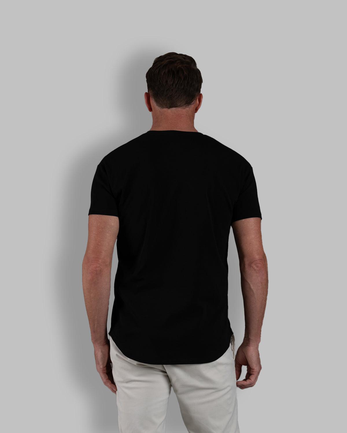 Origin Curved V-Neck T-Shirt: Black