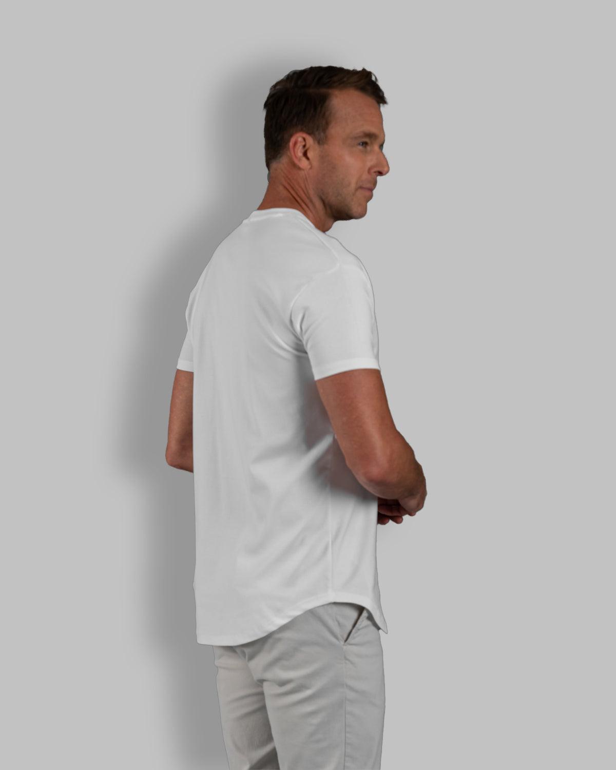 Origin Curved V-Neck T-Shirt: White