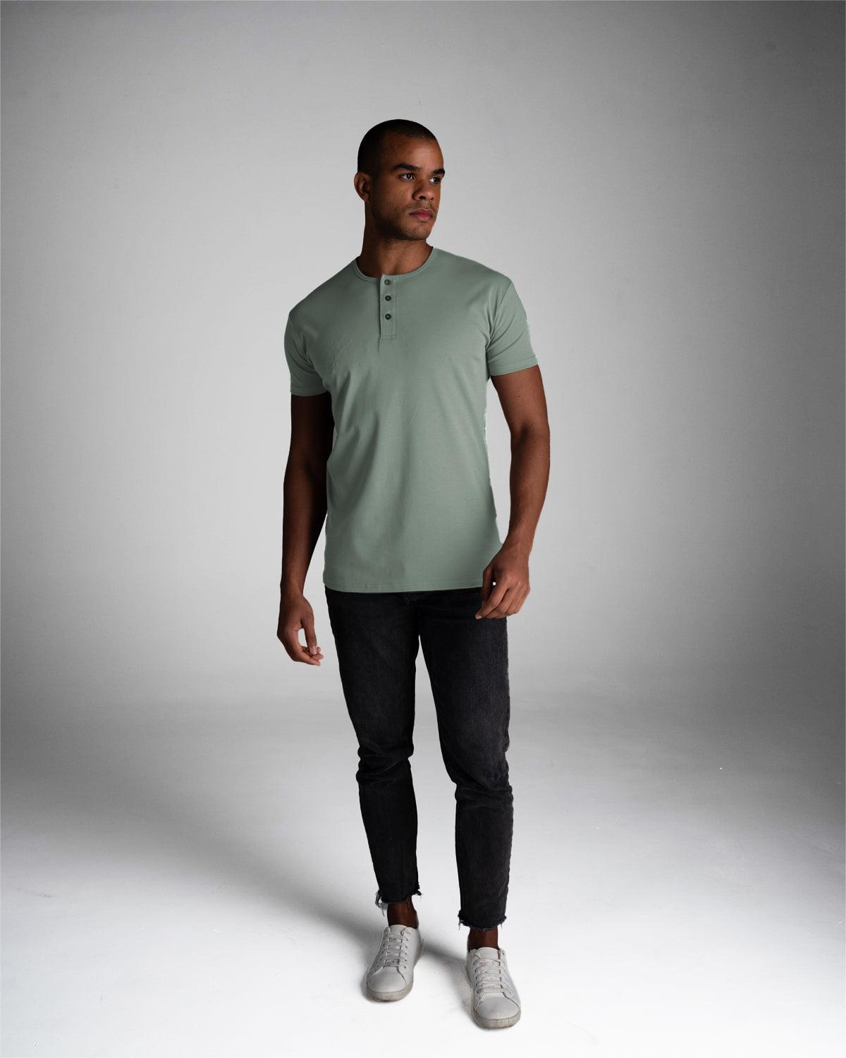 Origin Classic Henley T-Shirt: Eucalyptus