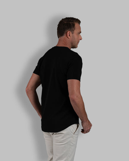 Origin Curved V-Neck T-Shirt: Black