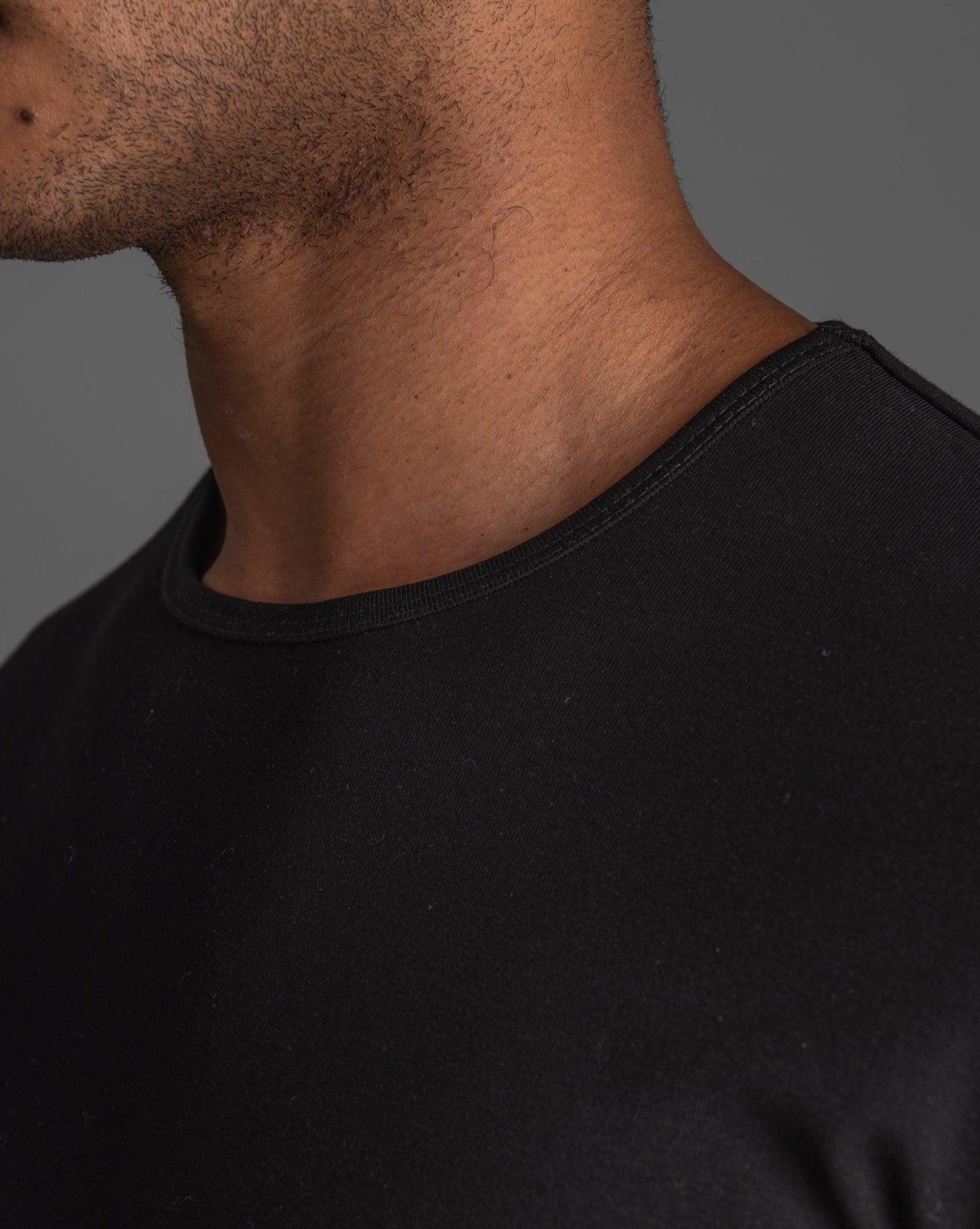 Long Sleeve Curved Crew T-Shirt: Black - Rule Of Threads