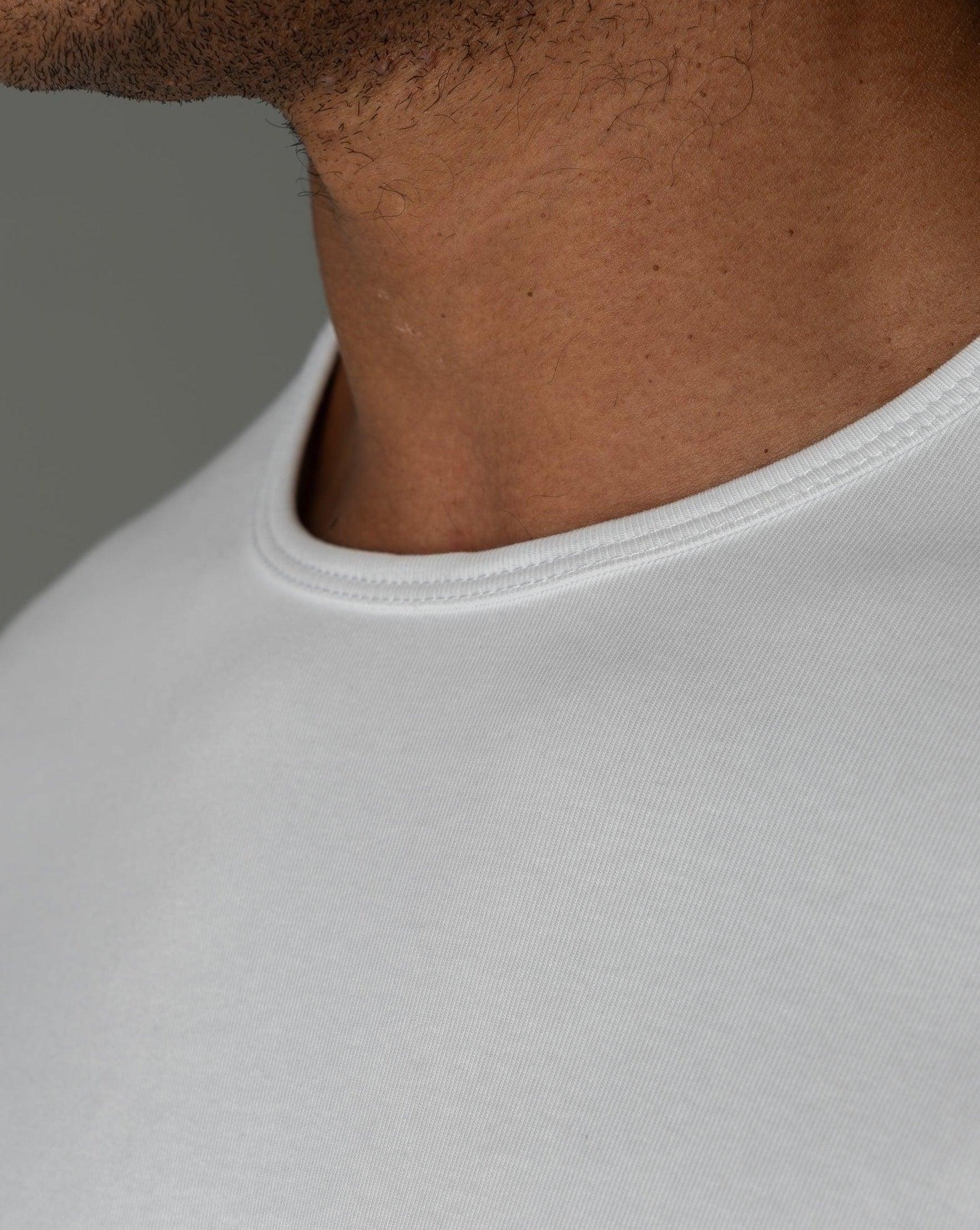 Long Sleeve Curved Crew T-Shirt: White - Rule Of Threads