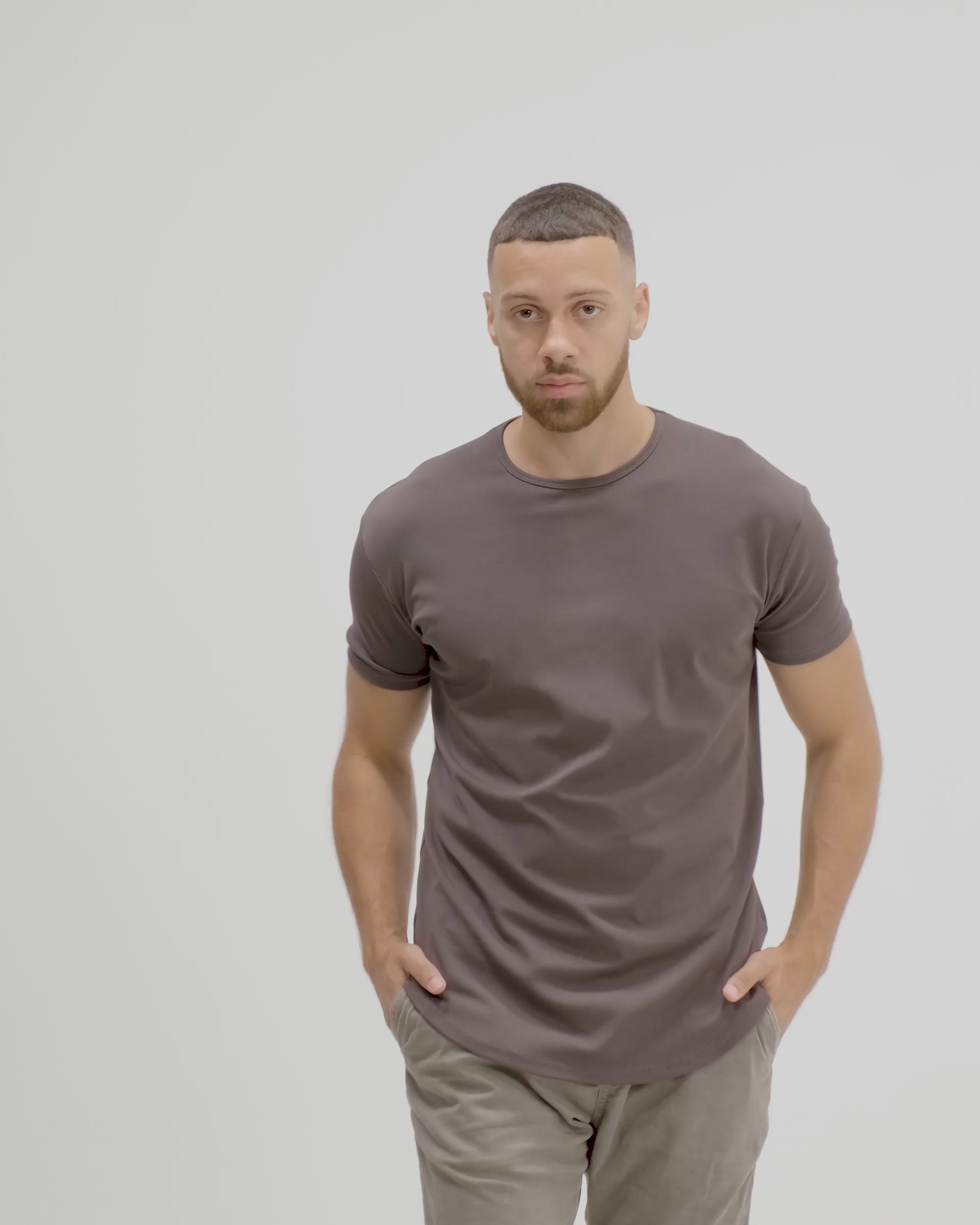 Origin Curved Crew T-Shirt: Crimson