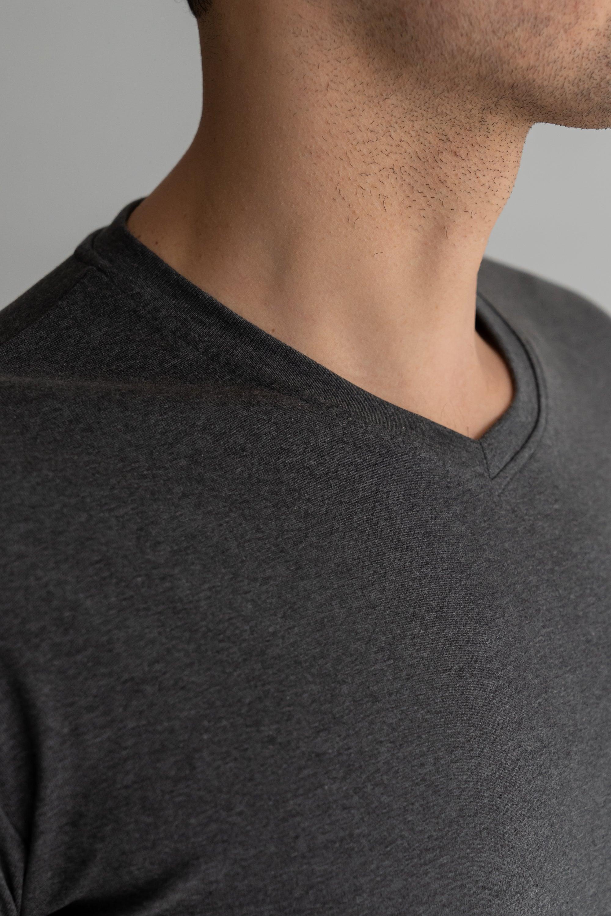 Origin Curved V-Neck T-Shirt: Granite - Rule Of Threads