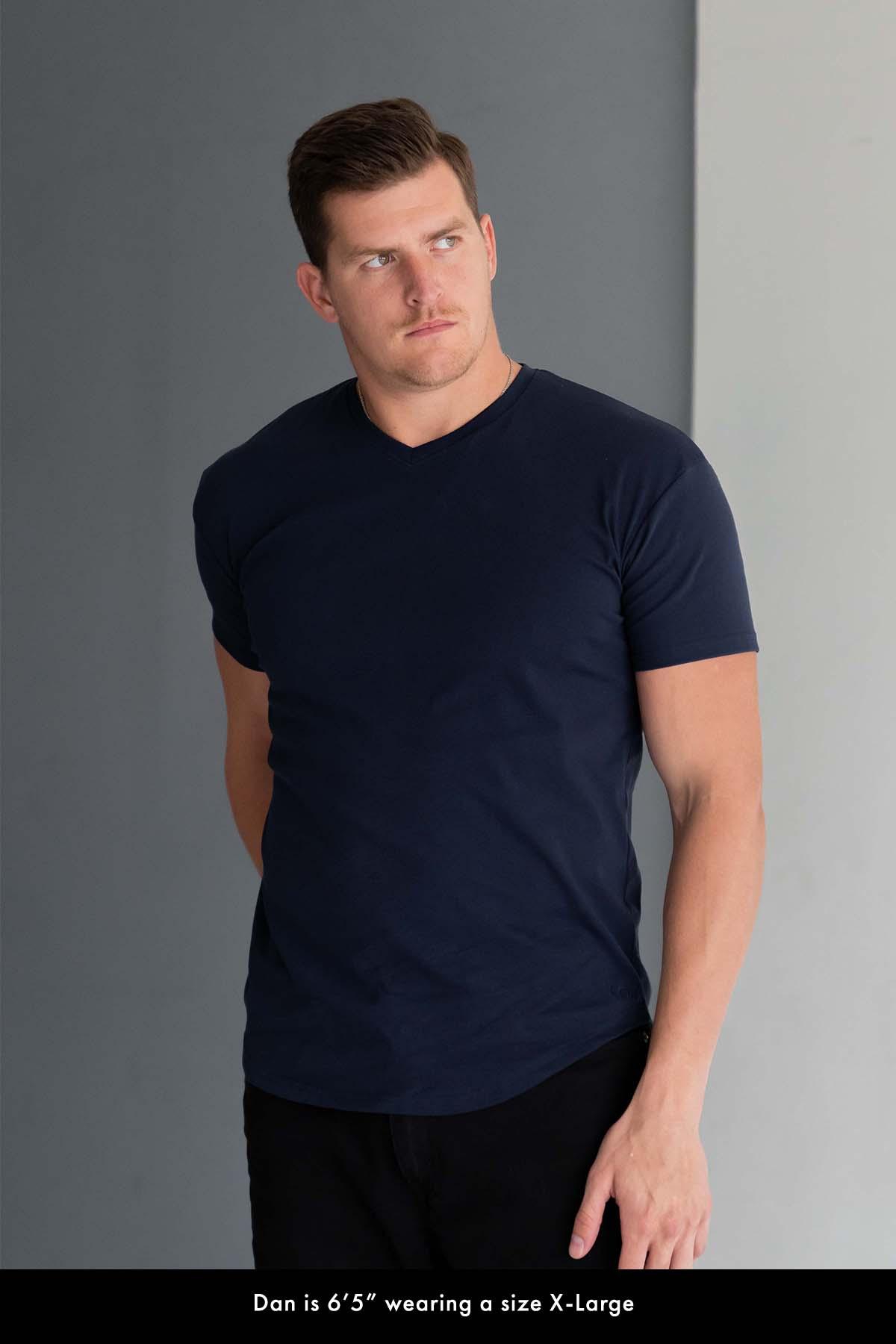 Origin Curved V-Neck T-Shirt: NY Blue - Rule Of Threads