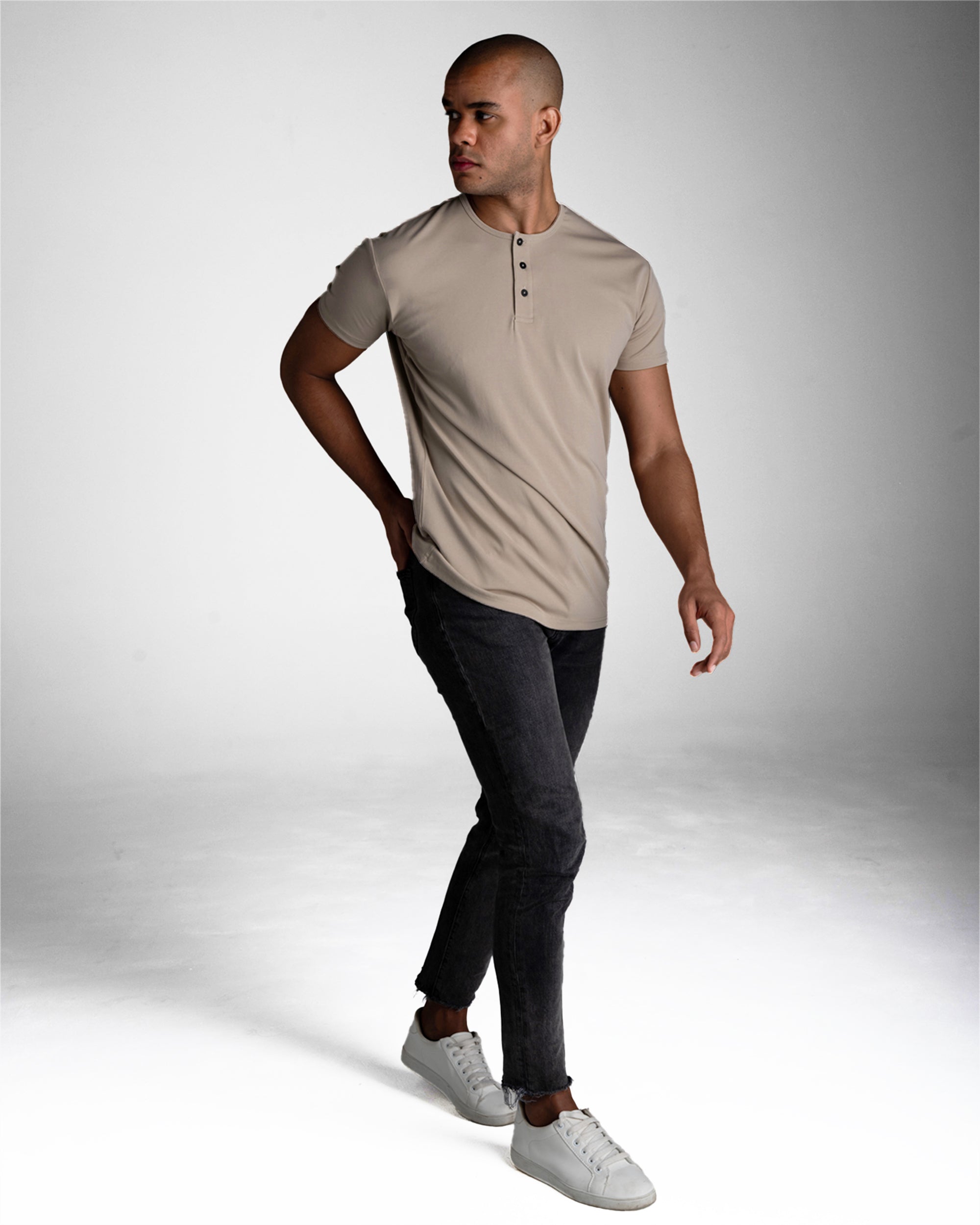 Origin Classic Henley T-Shirt: Stone