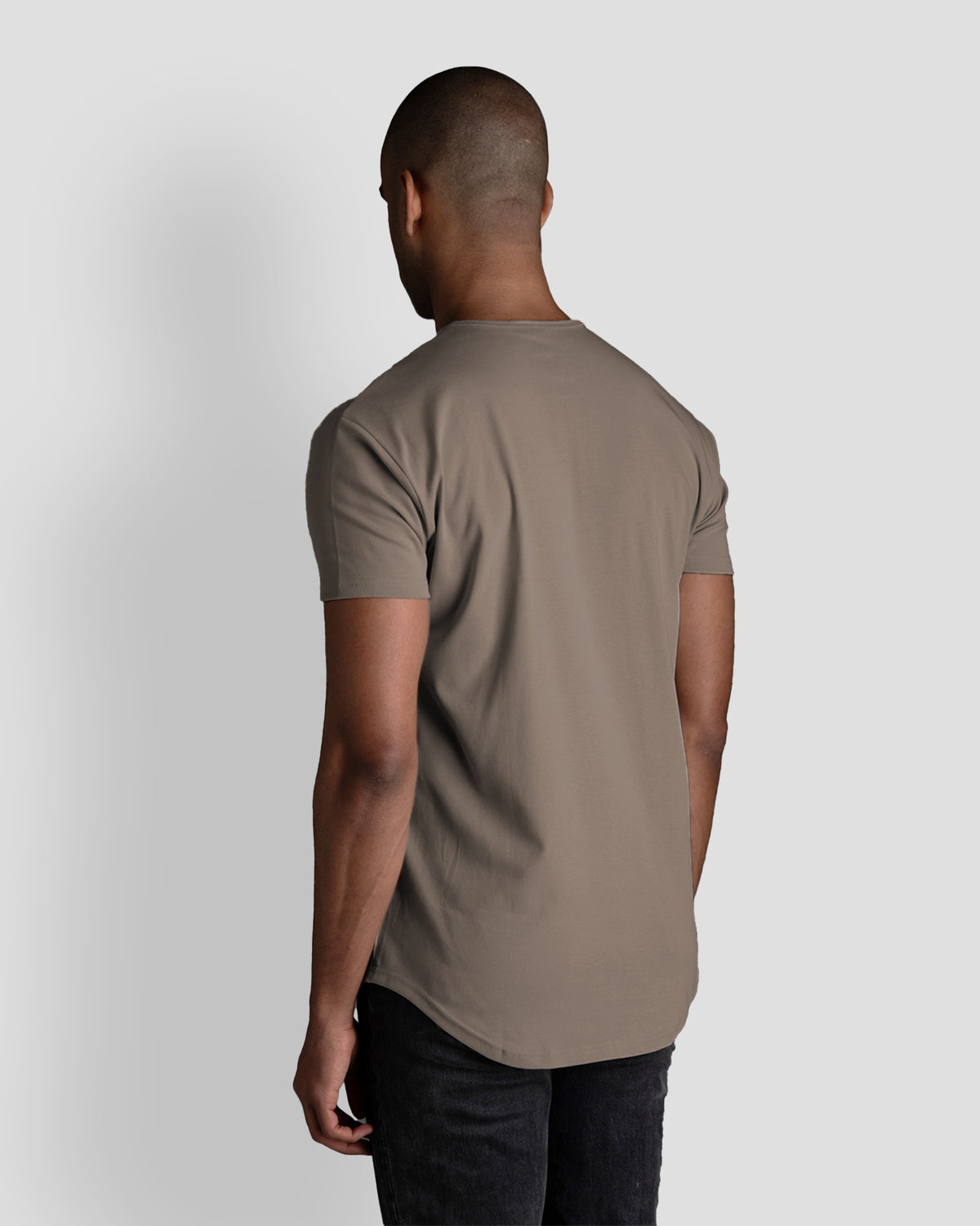 Origin Curved Henley T-Shirt: Taupe