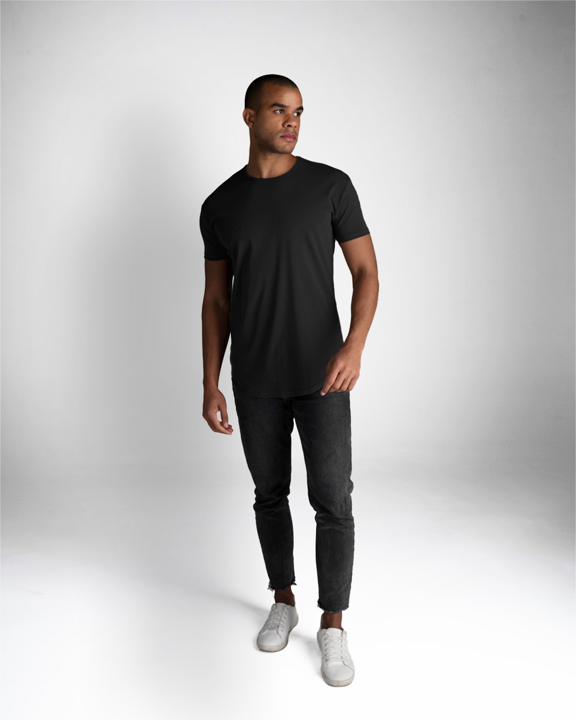 Origin Curved Crew T-Shirt: Black