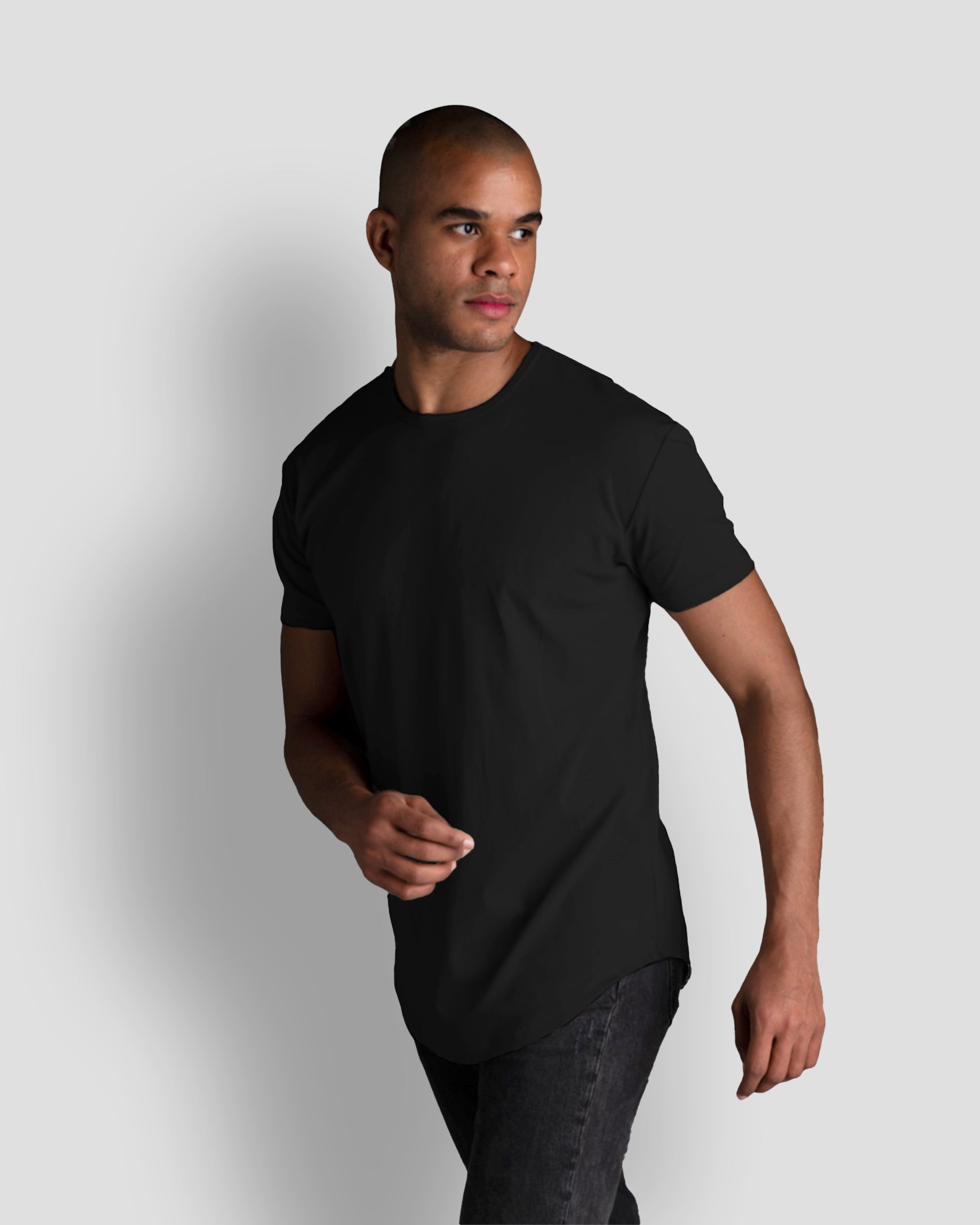 Origin Curved Crew T-Shirt: Black