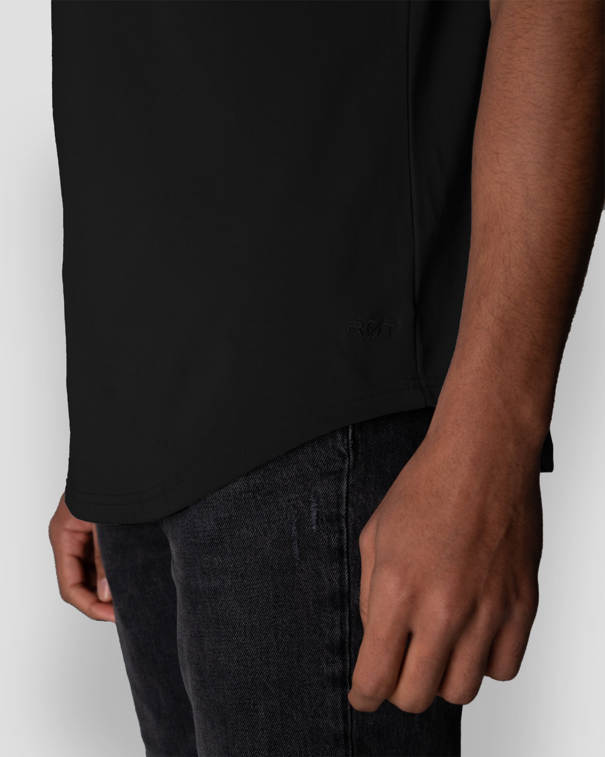 Origin Curved Henley T-Shirt: Black