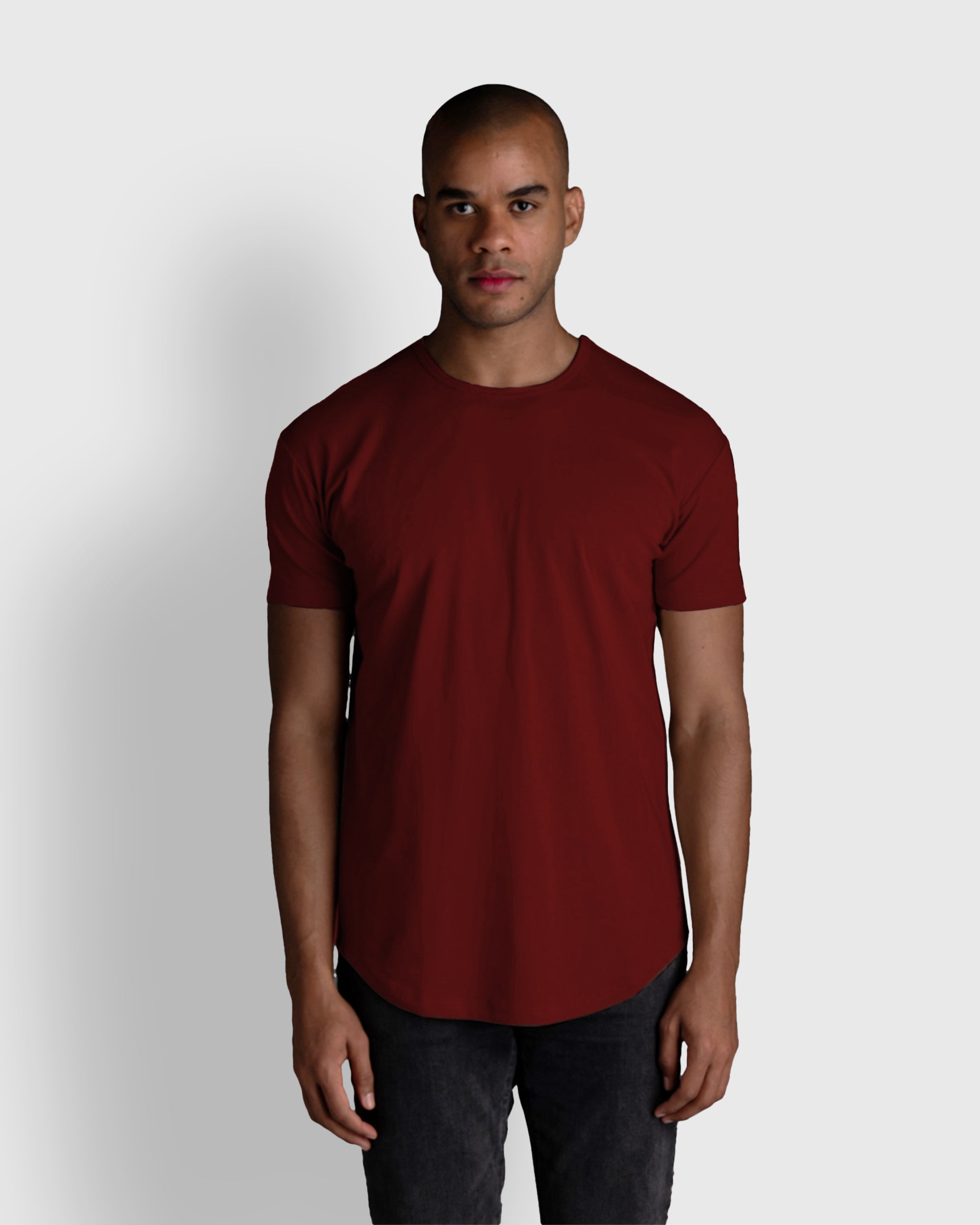 Origin Curved Crew T-Shirt: Crimson