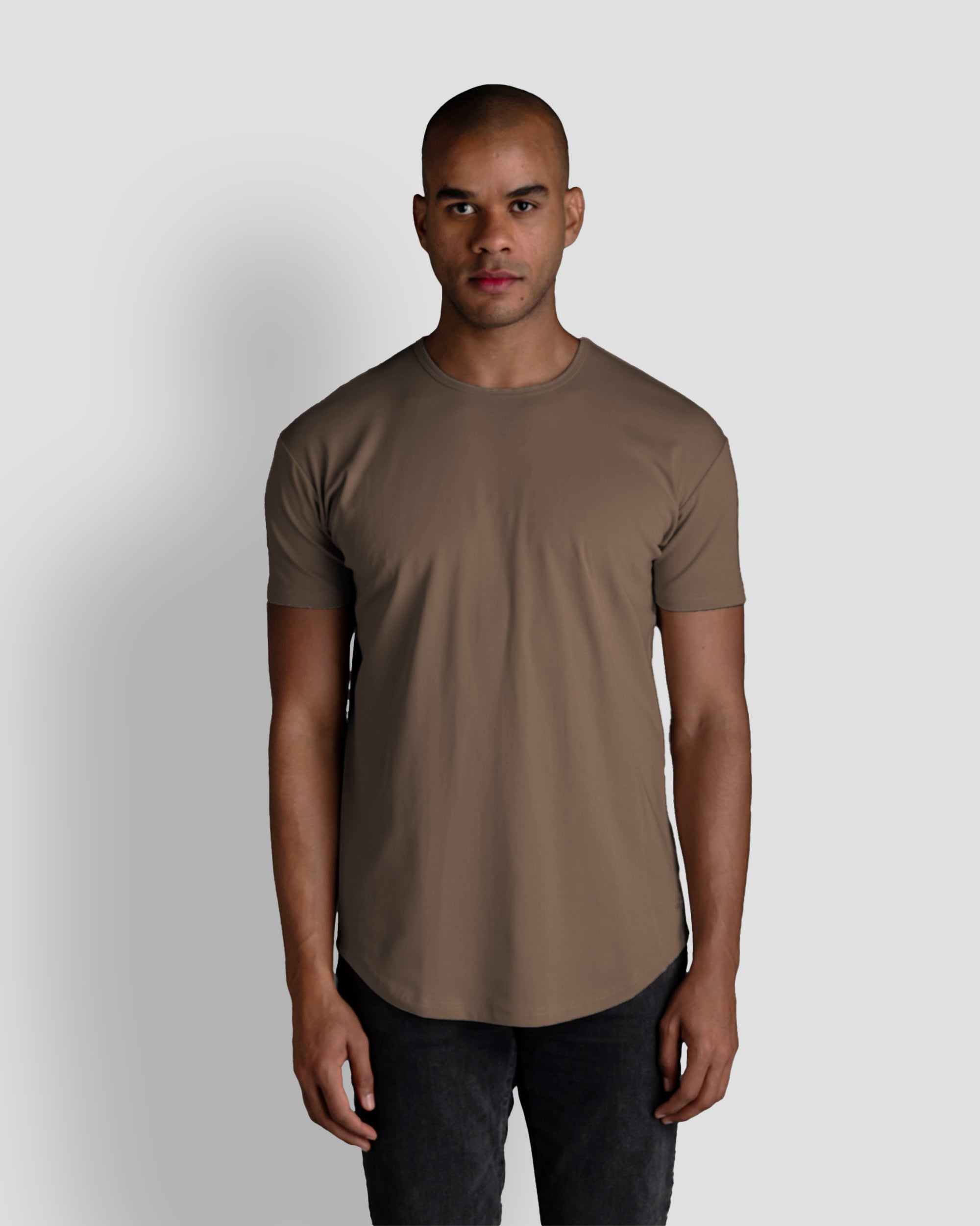 Origin Curved Crew T-Shirt: Driftwood